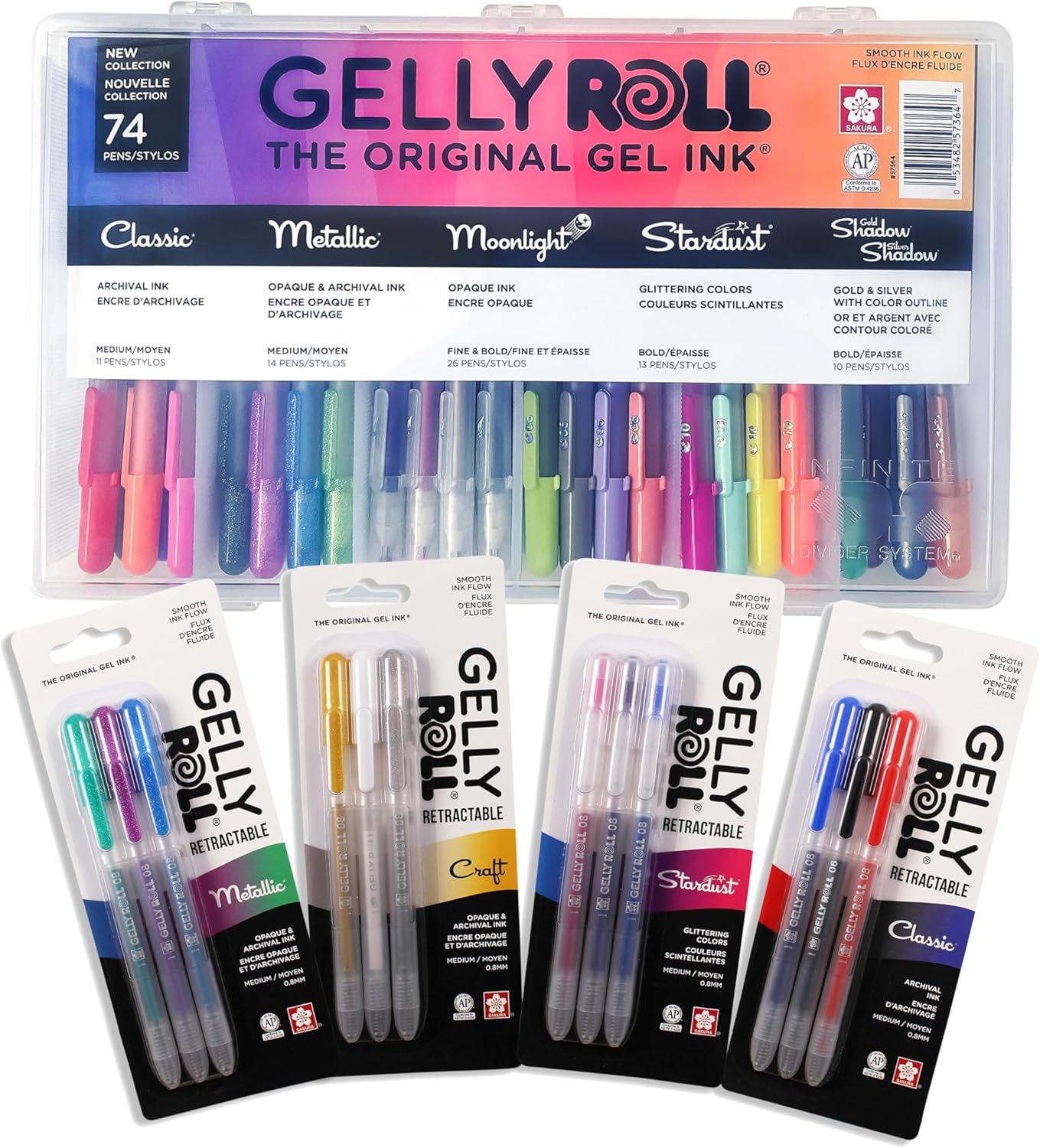 SpectraBlend Assorted Gel Pen Set – 74-Pack Special Effects