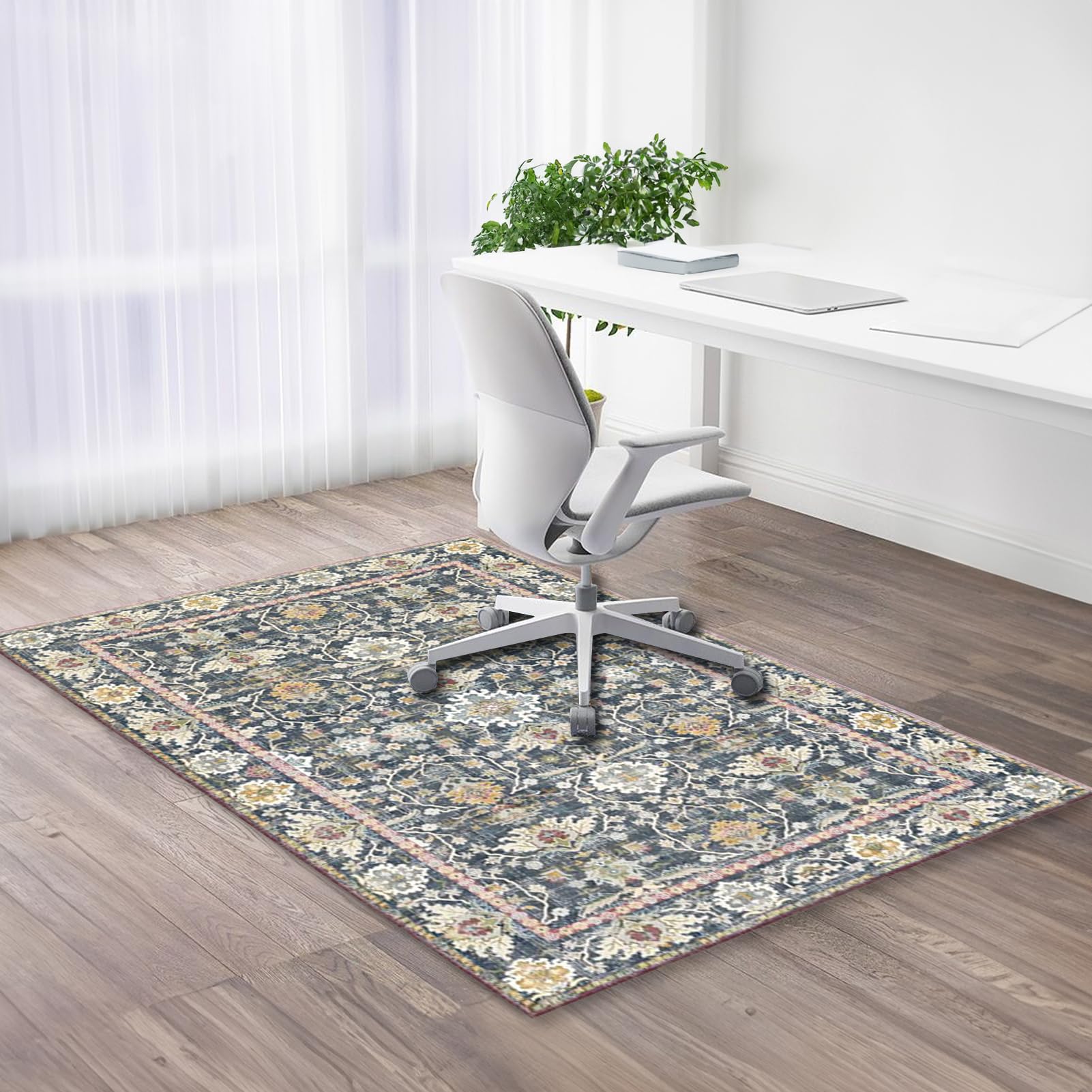 Heavyoff Heavy Duty Office Chair Mat for Carpet and Hardwood Floor, Foldable Bohemian Desk Chair Mat Rug, Large Floor Protector Rug, Floor Mats for Office Home, Style 7, 60x90cm