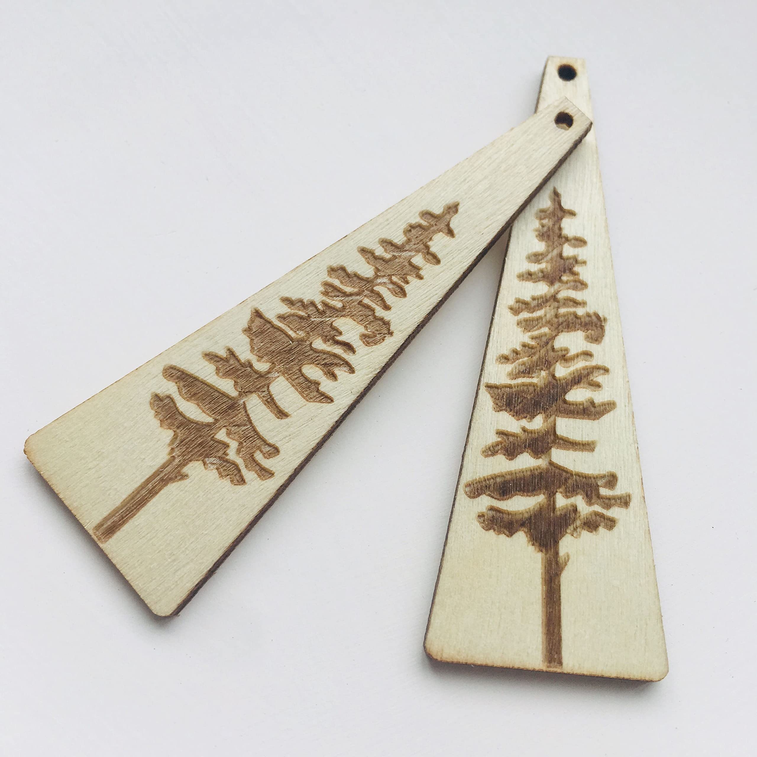 30 Pcs Wooden Dangle Earrings Laser Cut with Spruce Tree Wood Earring Blanks