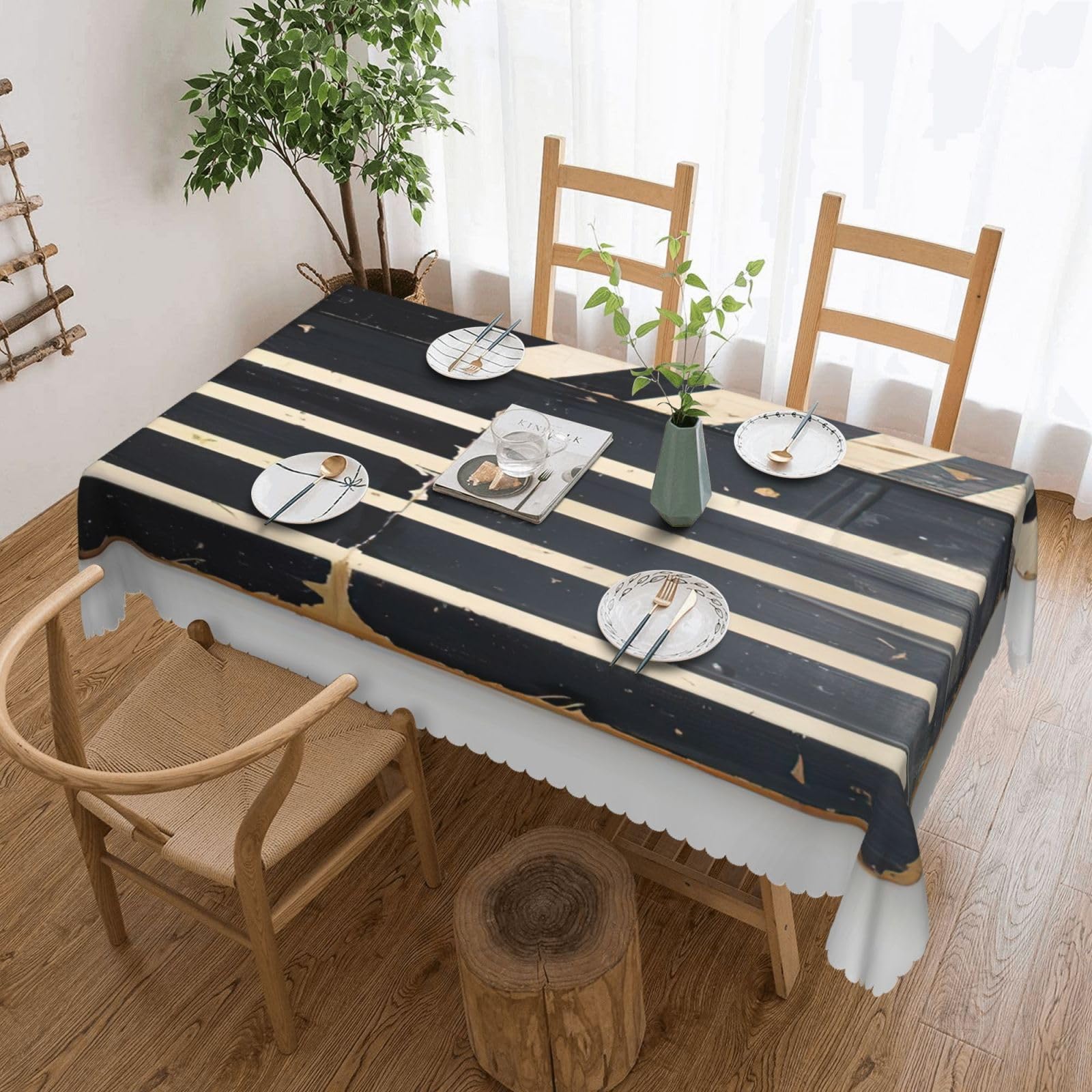 Nappe rectangulaire lavable et anti-tache noire pour repas sans stress