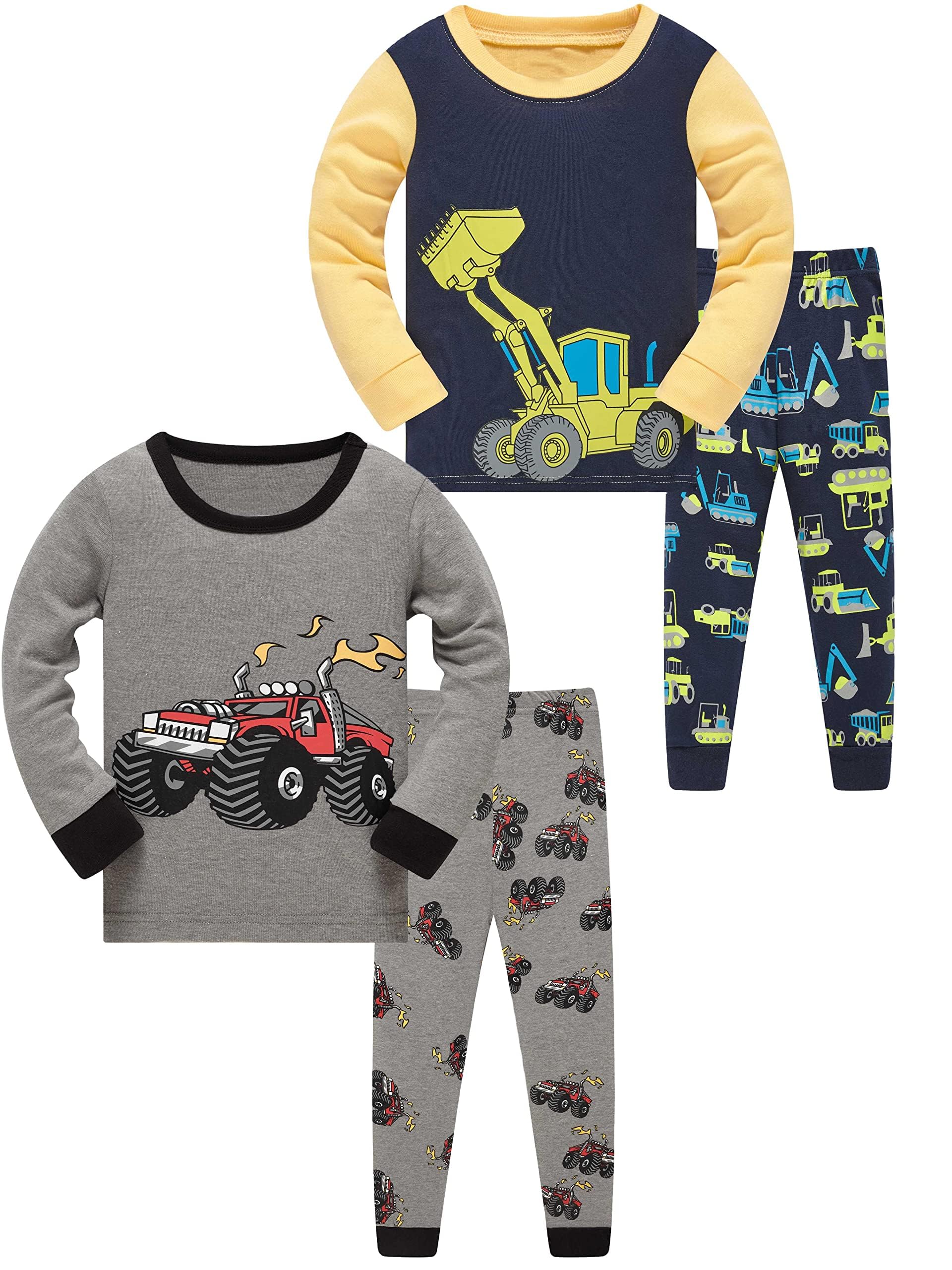 SOIBEEN Pyjamas für Jungen Dinosaurier Nachtwäsche Baumwolle Kleinkind Kleidung Kinder Nachtwäsche Langarm PJs Set 4-teiliges Outfit 1-12 Jahre