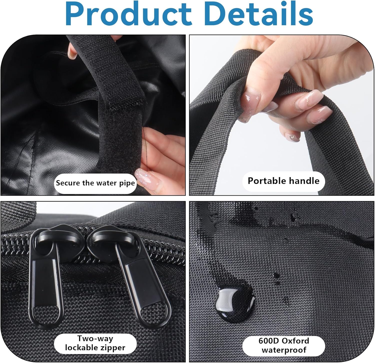 Klmnop RV Hose Storage Bag, 600D Oxford Heavy Duty Garden Hose Cover, Multipurpose Heavy Duty Bag for EV Charging Cable Car Battery Jumper Cables(Black)