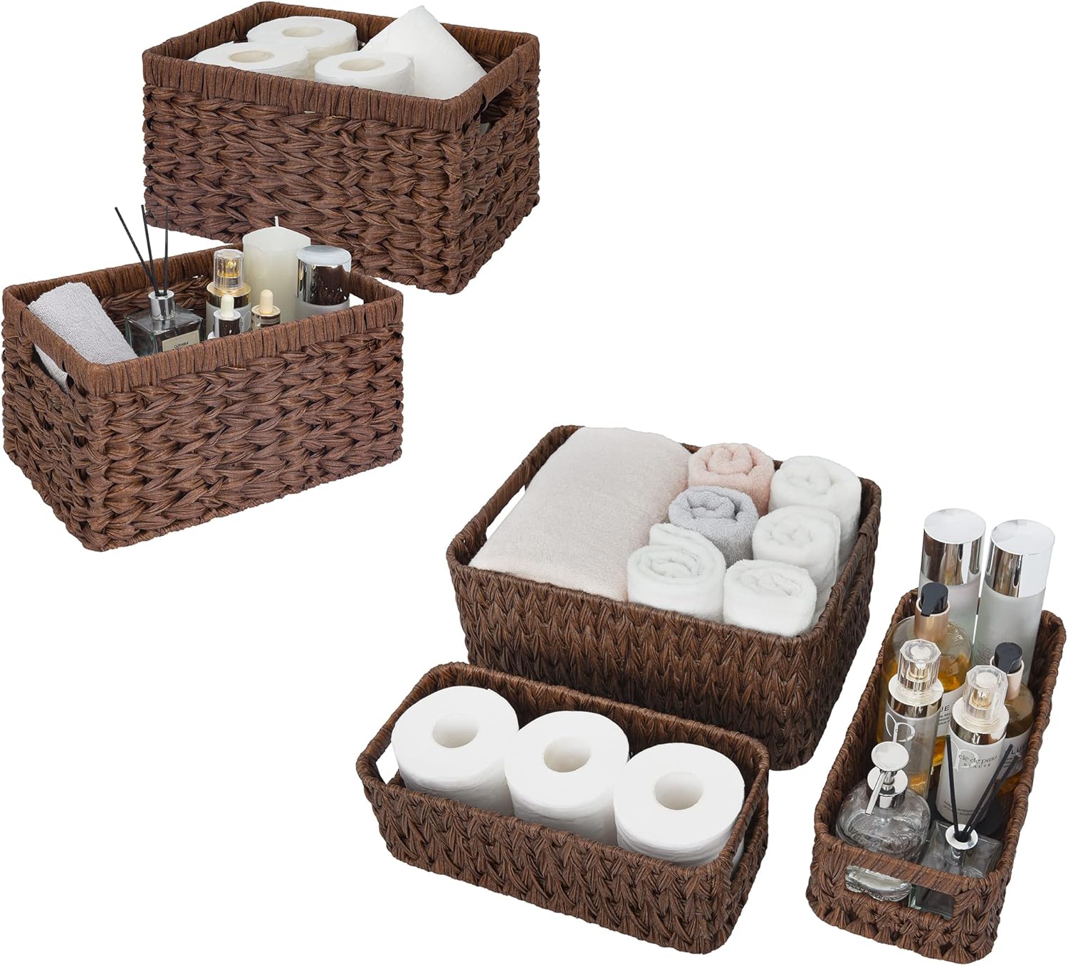 GRANNY SAYS Bundle of 3-Pack Wicker Baskets & 2-Pack Wicker Shelf Baskets