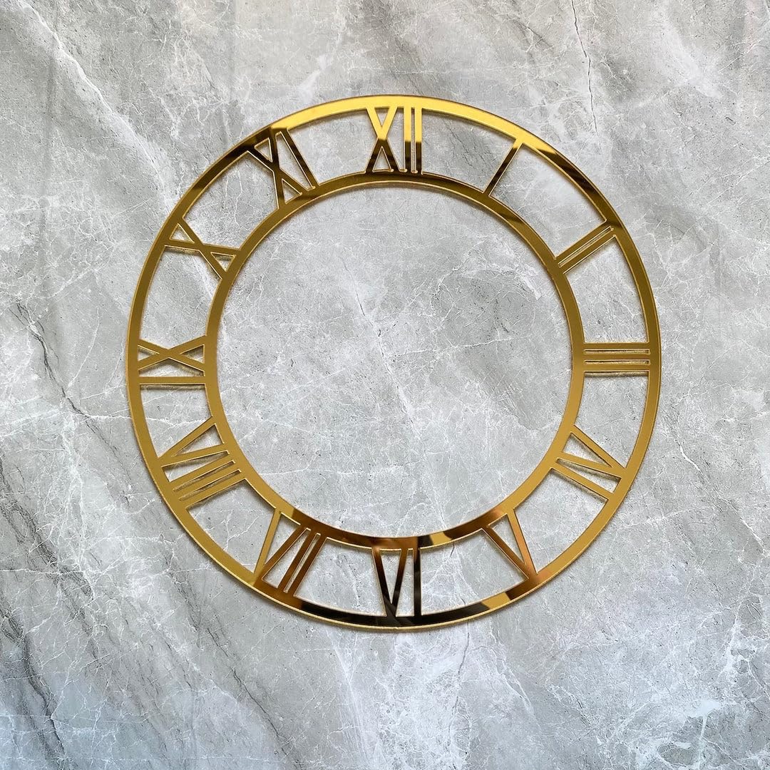 Vintage Roman Numeral Clock Ring, 2mm Acrylic, for Clock Art Pack of 1 (Gold)-picture-33