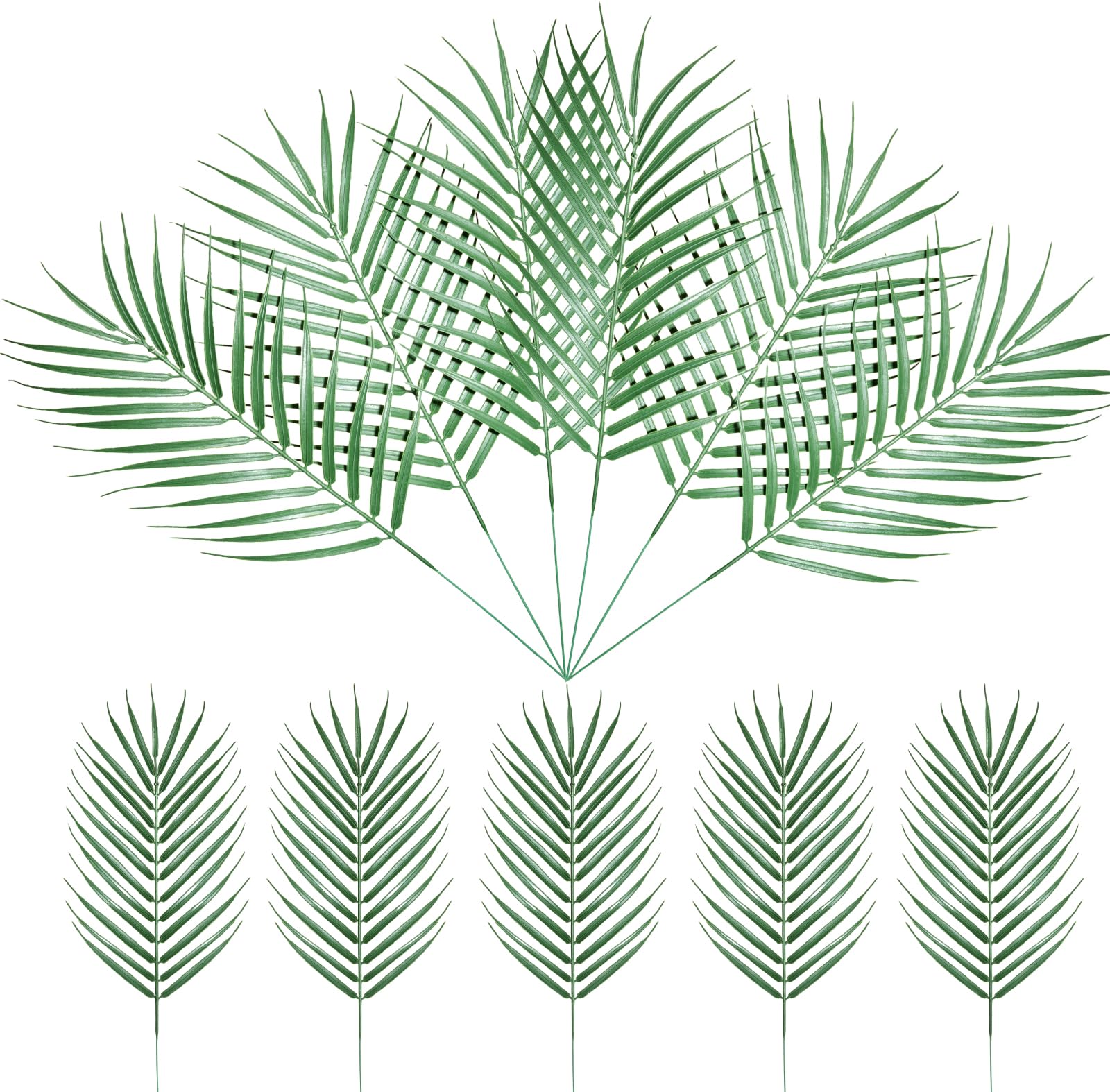 HFWTWPY 10PCS Palm Leaves for Palm Sunday, Artificial Green Foliage Fake Palm Branches with Stems for Home Decor