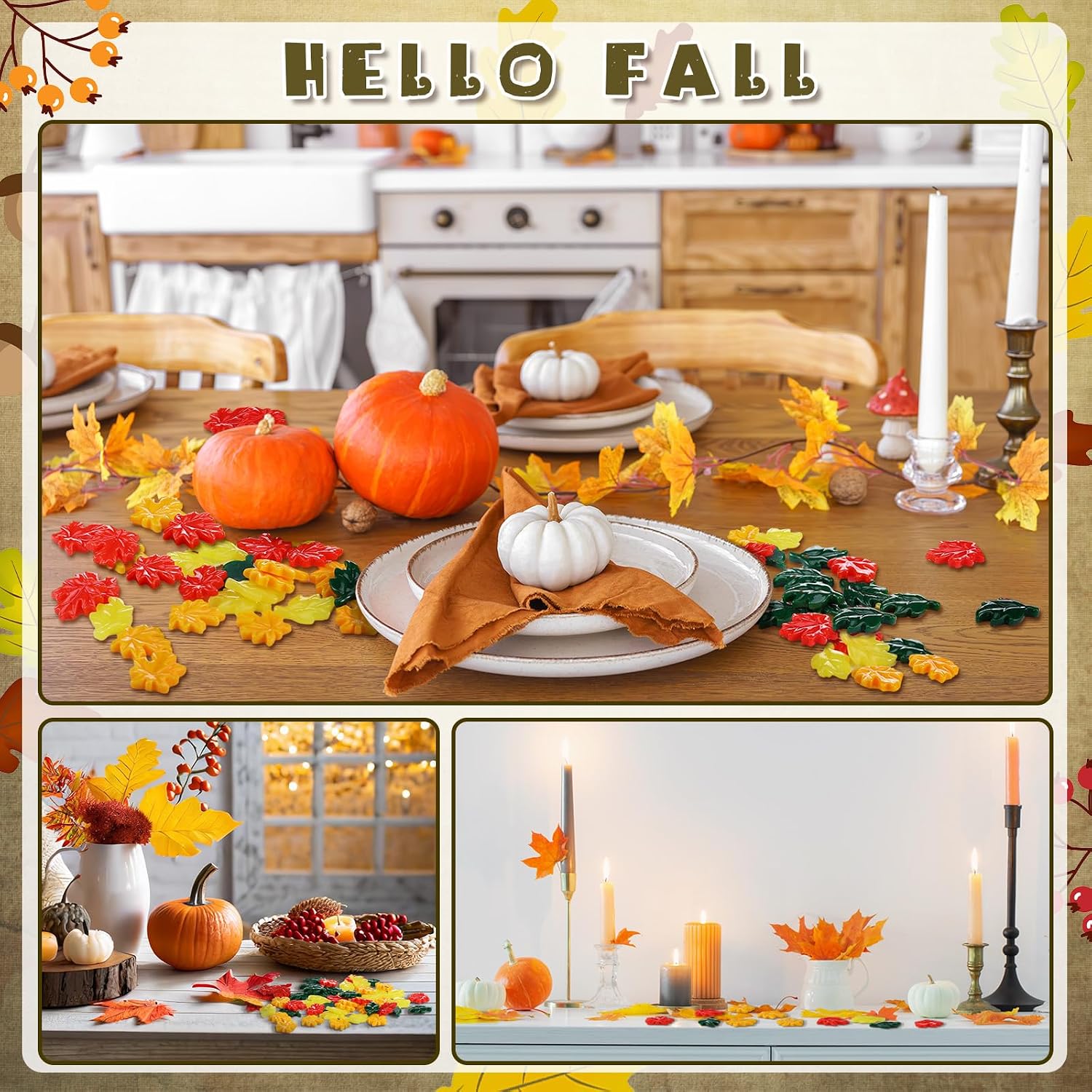 Chunful 50 Pack Resin Maple Leaf Miniatures for Fall Decor