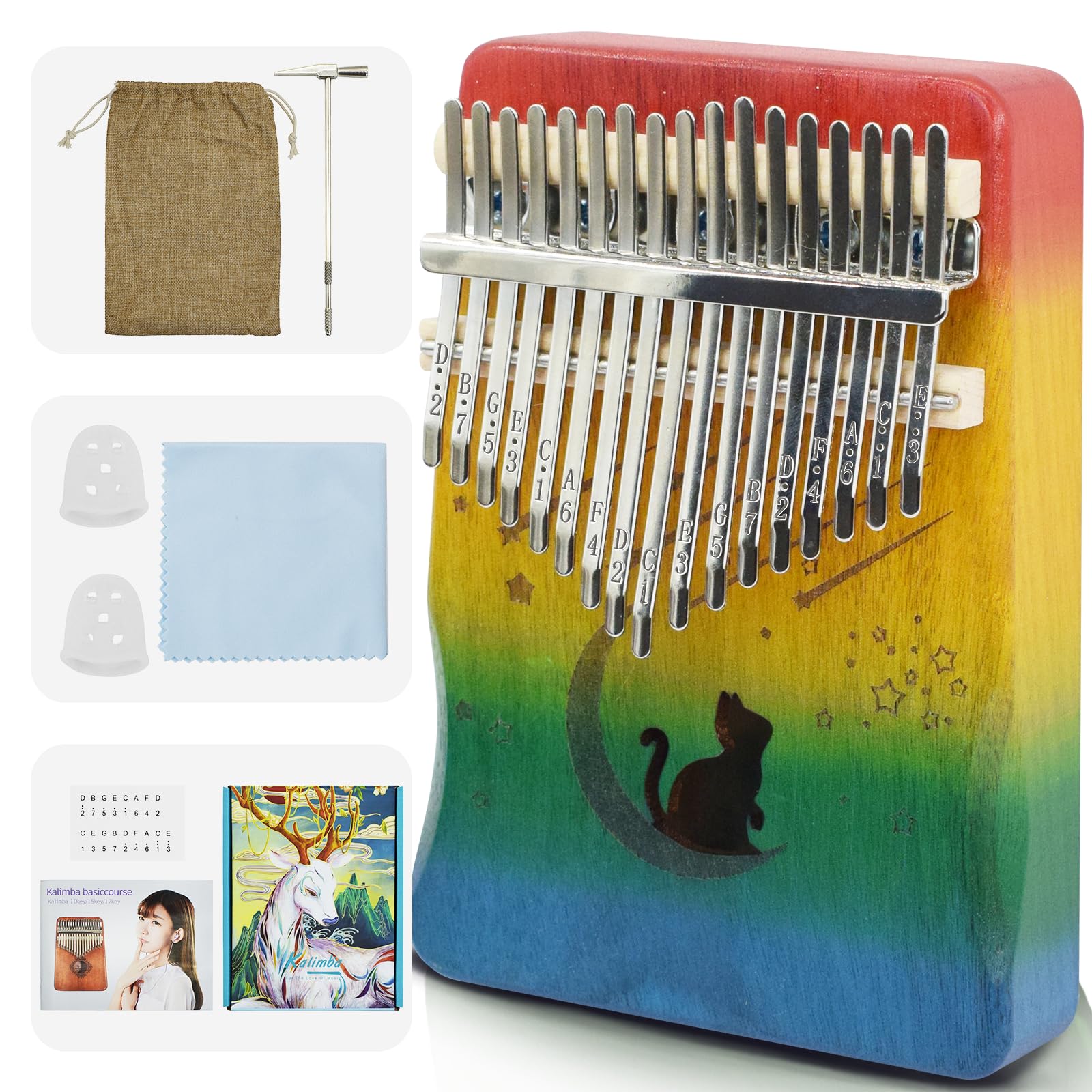 17 Key Kalimba Thumb Piano, Mbira Instrument,Musical Gift for Kids &amp; Adults