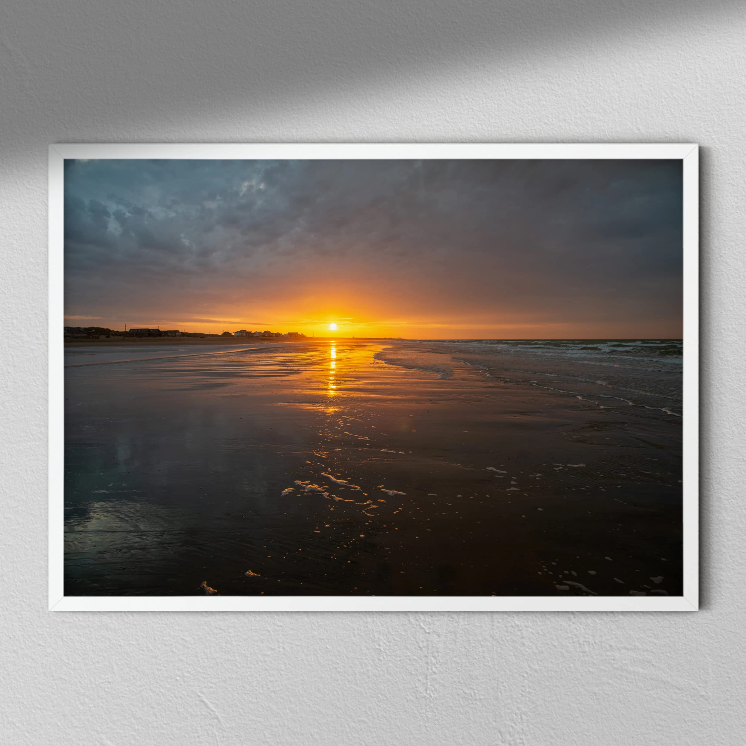Coastal Sunrise - Beach Photography | Waves | Beach Decor | Sunrise | Beach Sunrise Black Frame with Mount A3