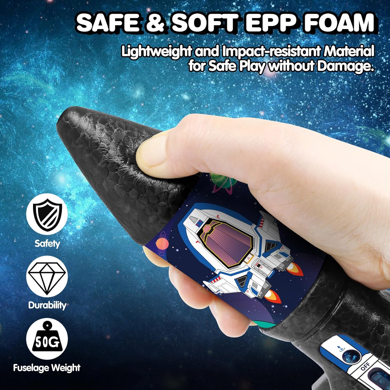 Rocket Launcher for Kids - Self-Launching 200 ft Motorized Outdoor Electric Play Toy, High Flying Kids' Play Air Rocket with Launch Set, Birthday Toys Gifts for Boys 8-12, Rocketship Pattern