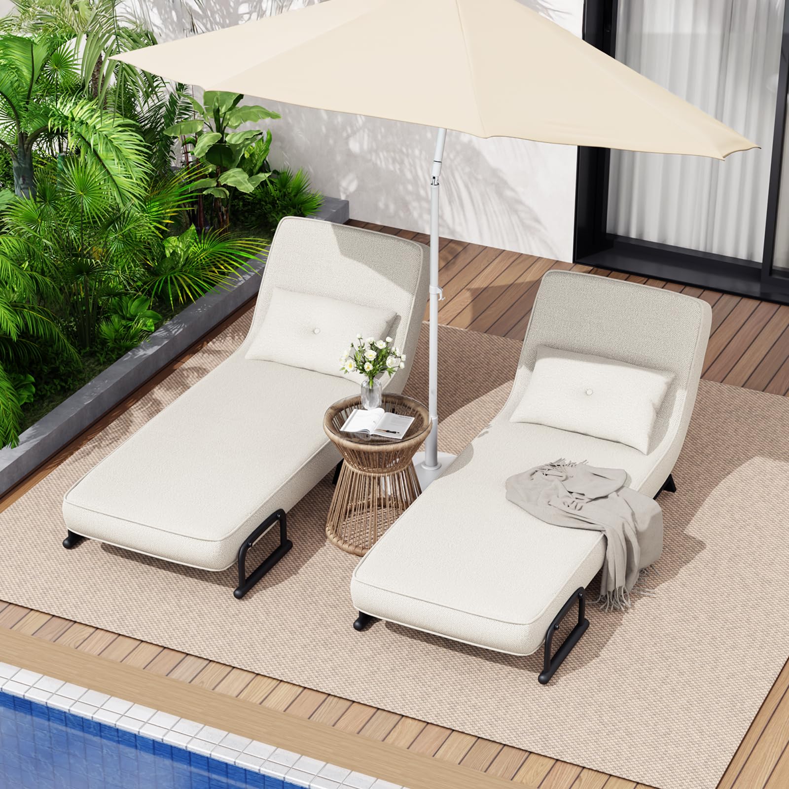 YOUDENOVA Sofá Cama, Sillón con Función Cama, Sofá con Respaldo Regulable, Sofá Cama con Bolsa Colgante, Sofá Plegable, Cama de Invitados, Chenilla, 184 x 60 cm, Beige