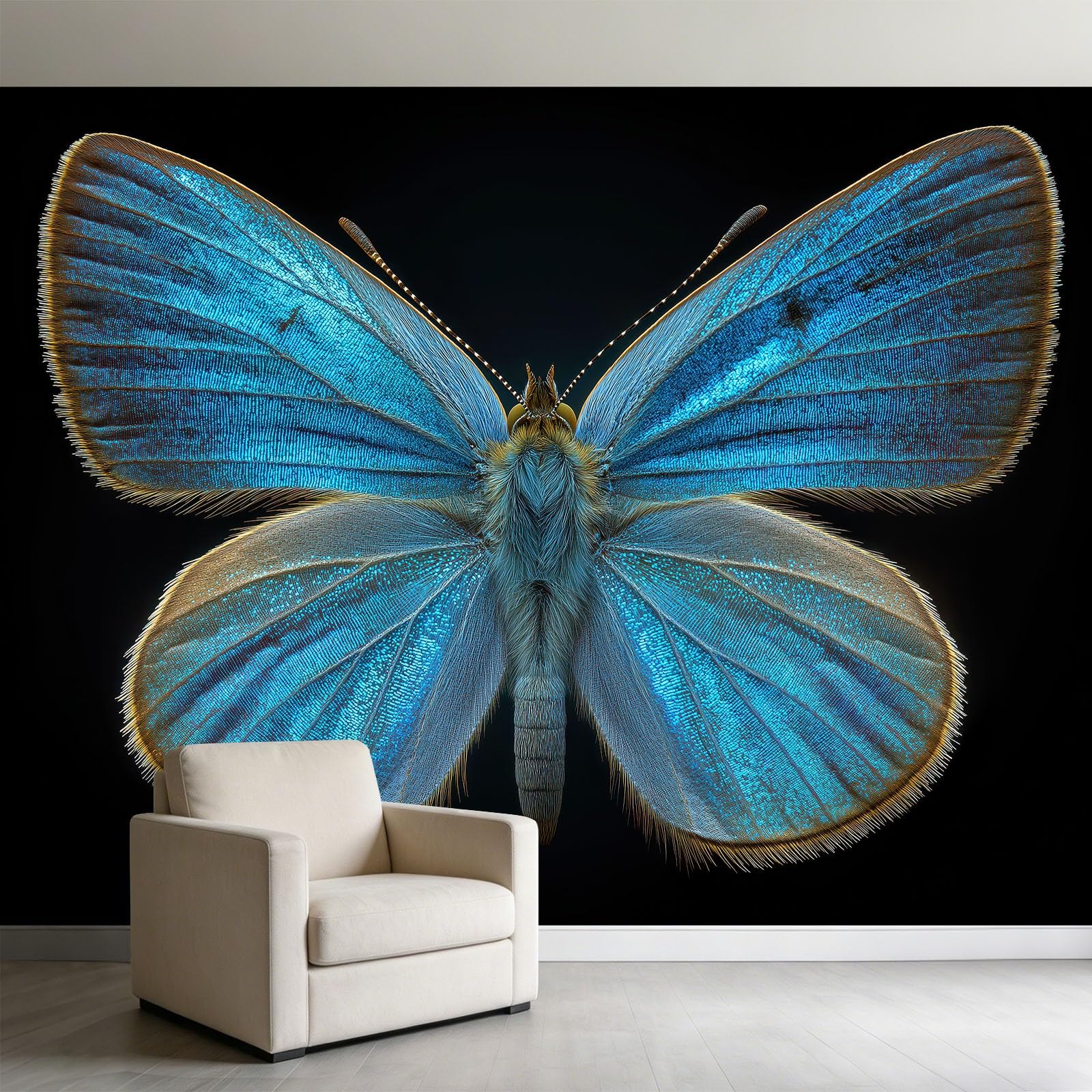 Générique Carta da Parati Panoramica Farfalla Blu Stelle Scintillanti 300 x 210 cm Murale, Arte Fantasy Carta Da Parati In Tessuto Non Tessuto, Foto Per La Meditazione Camera Da Letto Della Ragazza