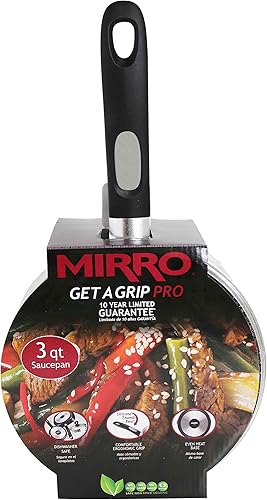 Miniatura 8 de Mirro A7972484 Get A Grip - Cacerola antiadherente de aluminio de 3 cuartos con tapa de vidrio, utensilios de cocina, color negro