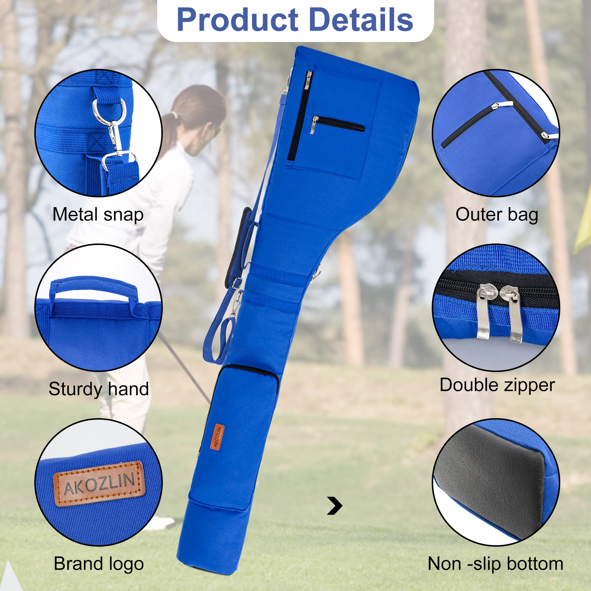 AKOZLIN Golfclubs Tragetasche für 8 – 10, leichte Faltbare Sonntags-Reisetasche, mit Tragegurt, wasserdichte Sonntagstasche