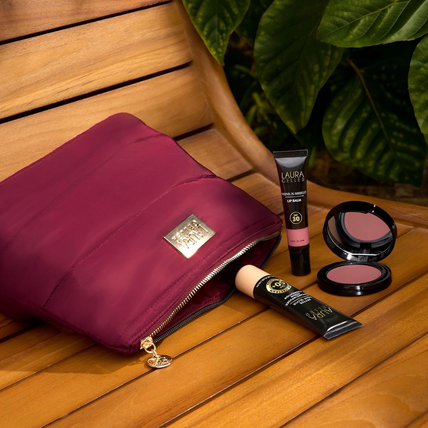 LAURA GELLER NEW YORK Good Skin SPF Makeup Kit (4 PC), Fair | Serum Foundation SPF 50, Cream Blush, Lip Balm SPF 30 | Hydrating, Lightweight Makeup Set for Mature Skin + Cosmetic Bag
