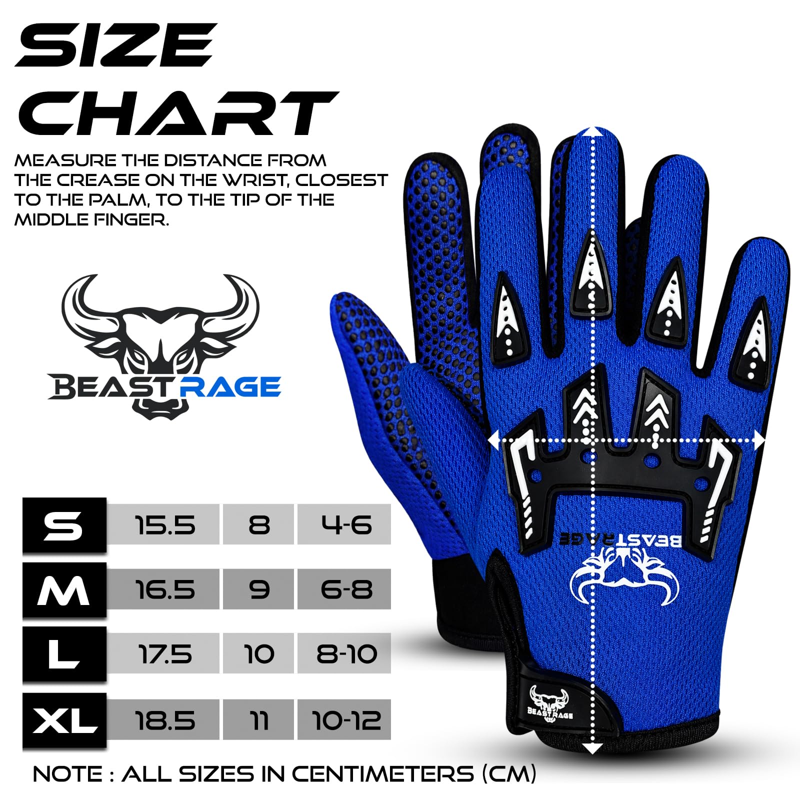 BEAST RAGE Gants de vélo pour Enfants–Gants de Motocross et de BMX pour garçons et Filles,Prise en Main antidérapante,Gants légers et Respirants pour Le Motocross