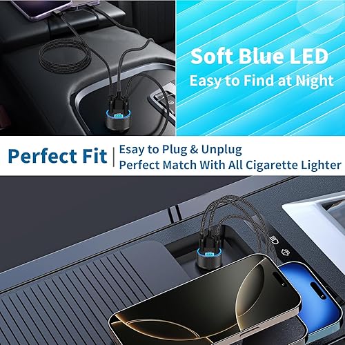 Vista 63 de 【MFi Certified】iPhone Fast Car Charger, BARMASO 4.8A Dual USB Smart Car Power Cigarette Lighter USB Fast Car Charging Adapter with 2Pack Lightning