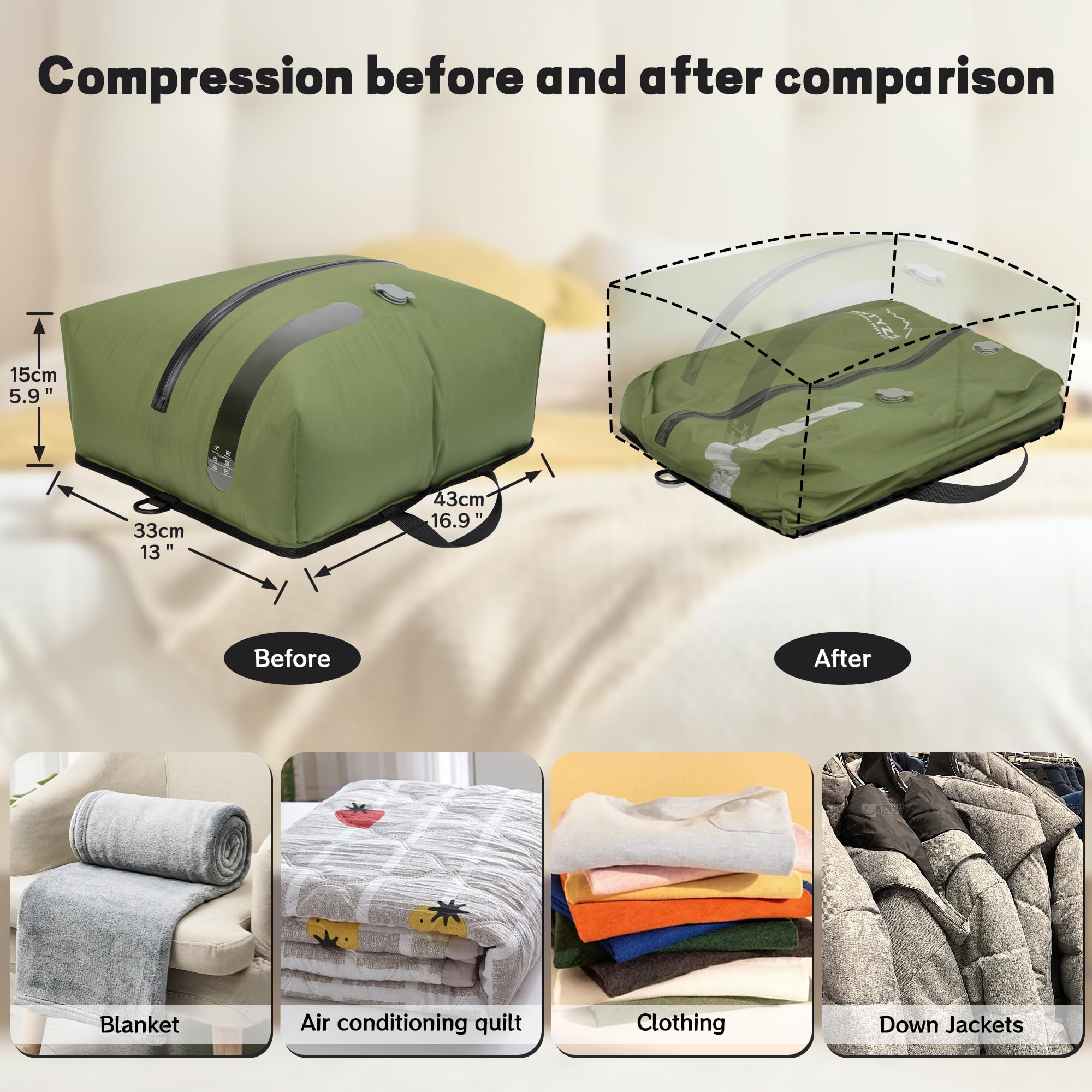 Vacuum Storage Bags for Clothes Reusable TPU Space Saver Bags for Travel with Zip Waterproof Packing Organisers Packing Cubes for Suitcase Backpack Hand Luggage - Image 2