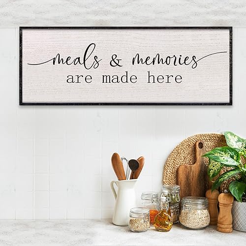 Miniatura 5 de LuZhiQiang Meals and Memories Are Made Here - Decoración de pared de 32 x 12 pulgadas para comedor, cocina, despensa, letrero grande con marco de