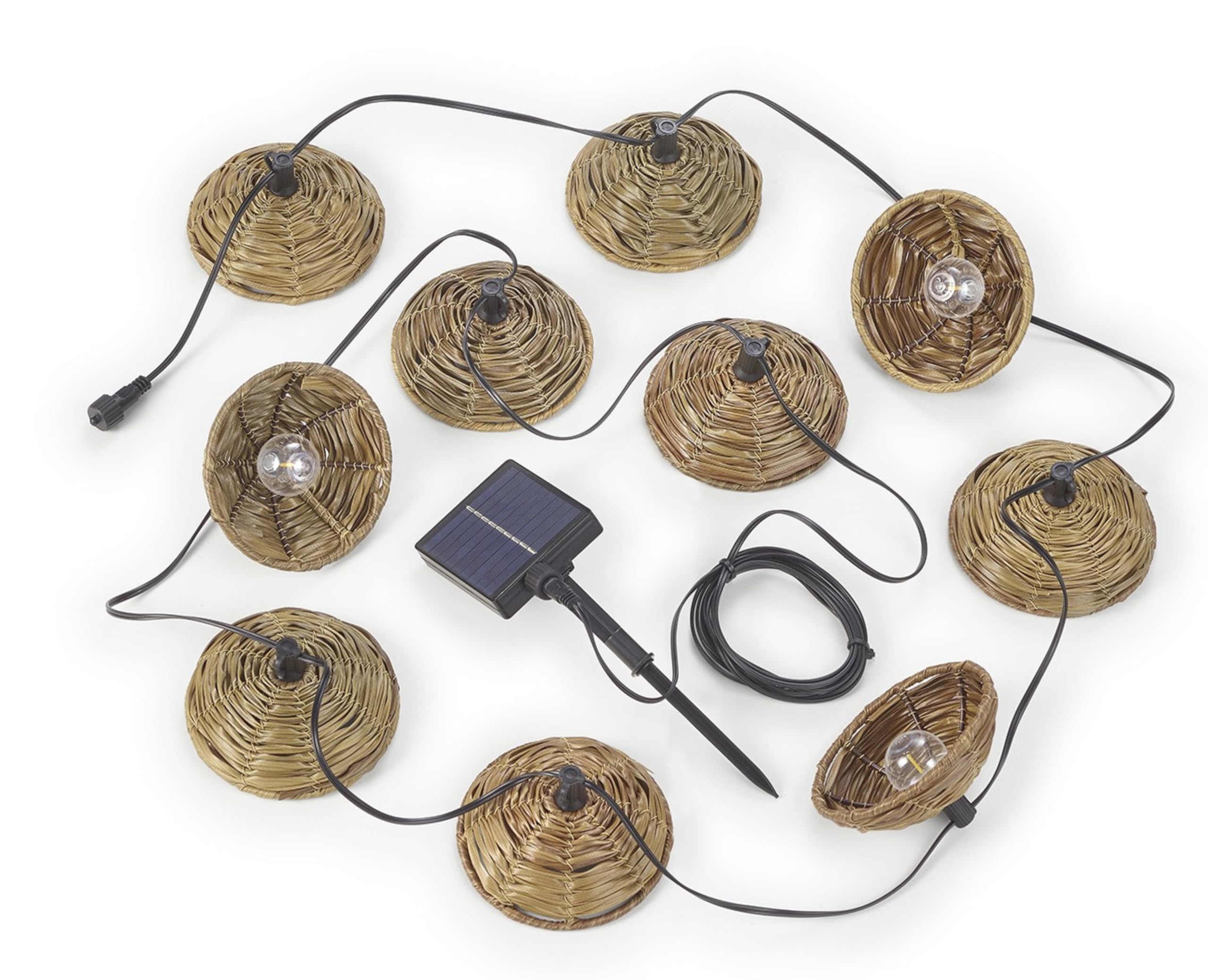 Reality Leuchten R74761932 Mood R74761932 - Guirnalda de luces LED híbridas para exteriores (incluye 10 bombillas LED de 0,5 W, mando a distancia, 5,7 m), color negro