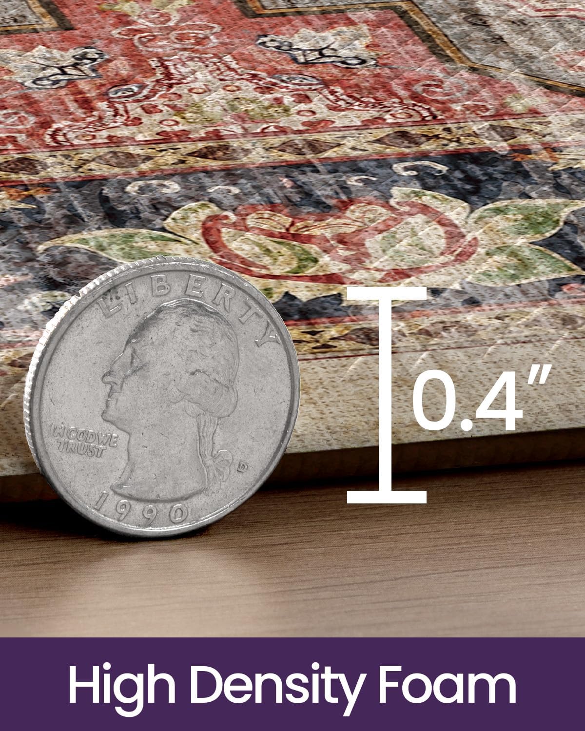 Kitchen Floor Mats Anti Fatigue, 23x86 Large Long Cushioned Vintage Runner Rug Waterproof, Standing Comfort Memory Foam Padded for Front Sink Laundry Office, Beige and Red