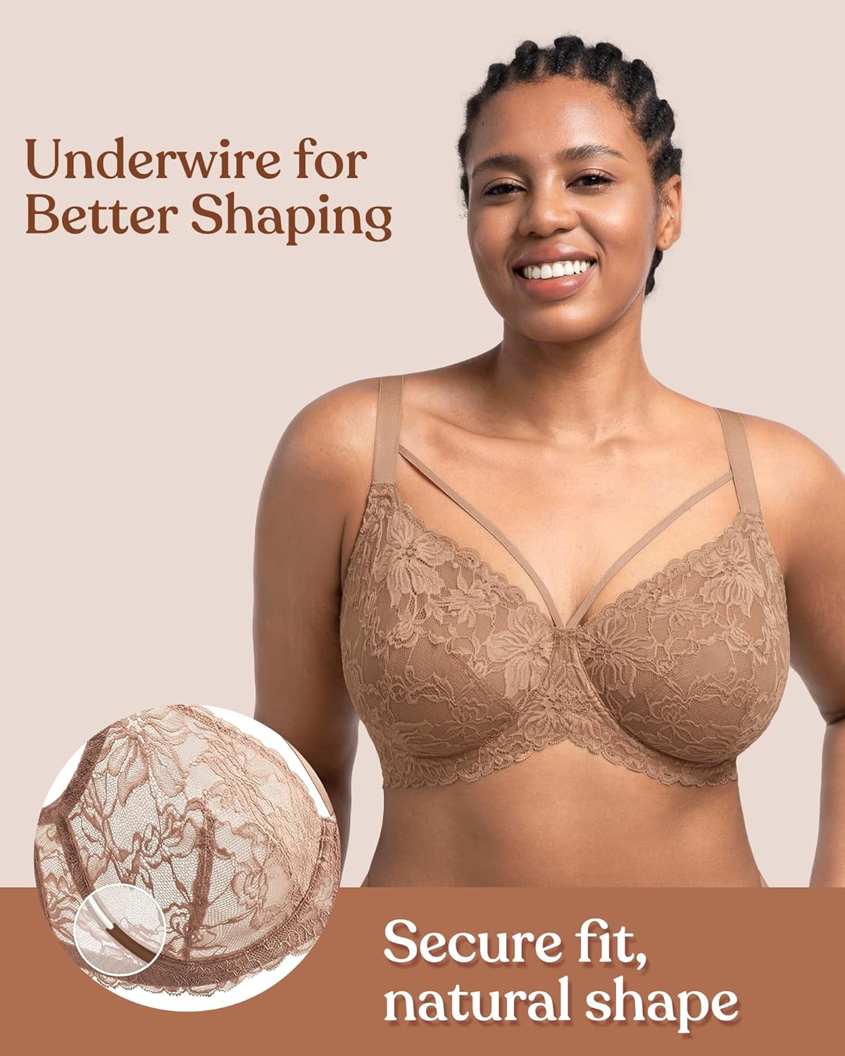 HSIA Minimizer Bras for Women Full Coverage, Unlined Lace Sexy Plus Size Underwire Bra for Large Breasts - Image 4
