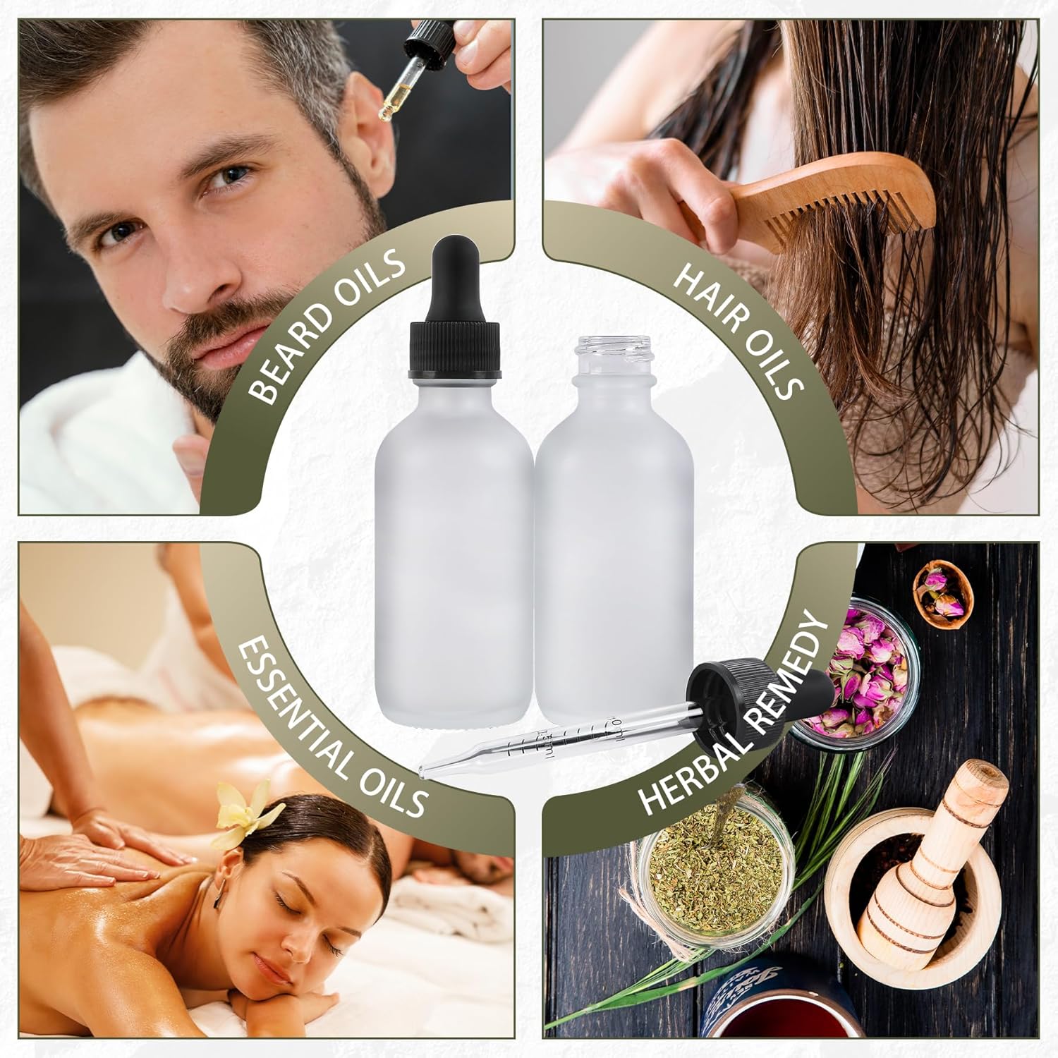 48 Pack, 2oz Glass Dropper Bottle, Preety Texture Tincture Bottles with Precise Scales Eye Droppe, for All Kinds Of Mixed Liquids,Leak-Proof Design for Easy Travel (Clear Frosted)