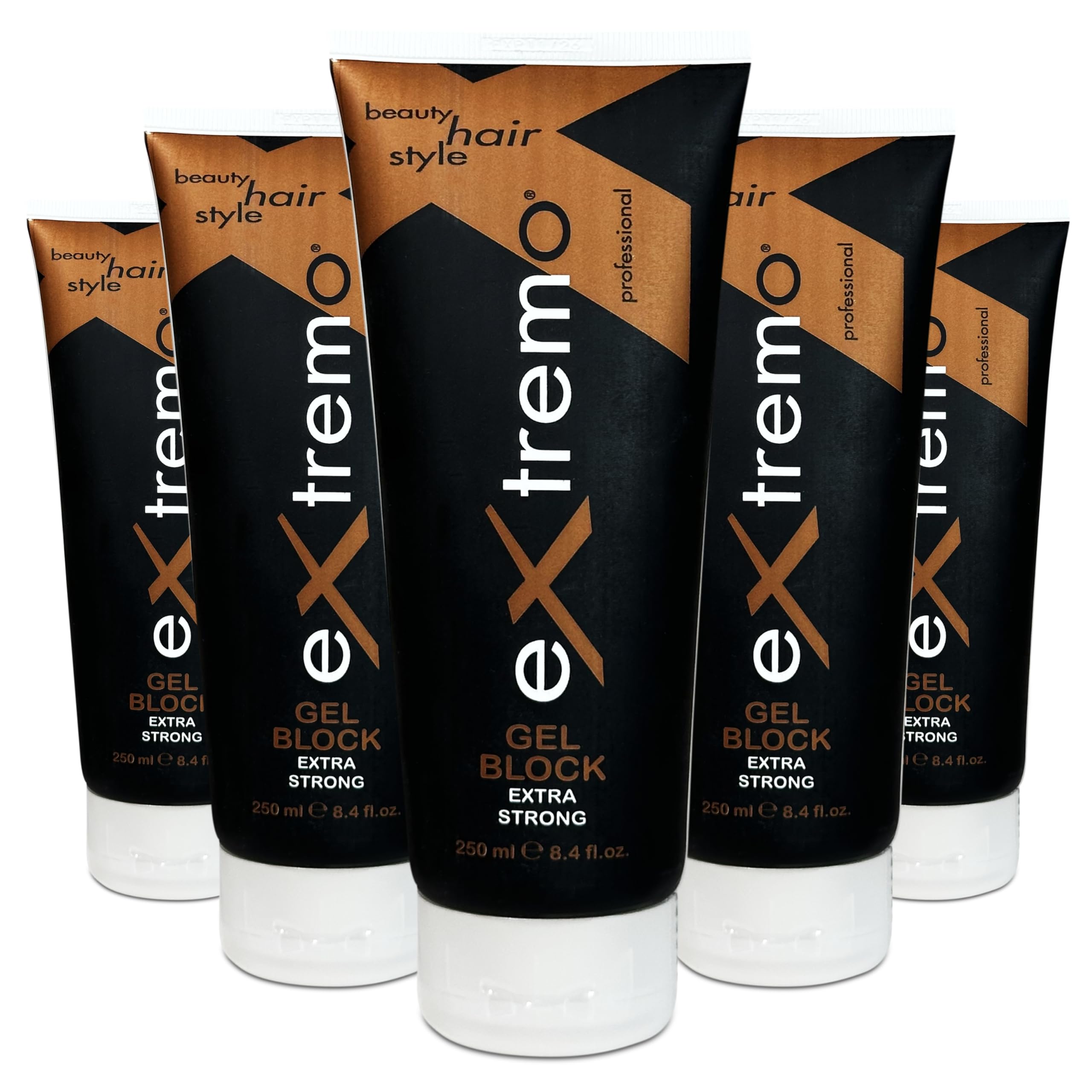 Gel Fijador Extra Fuerte 250 ml, 5 Unidades | Fijación Duradera y Brillo Natural sin Residuos, Peinados Estables Todo el Día para Todo Tipo de Cabello