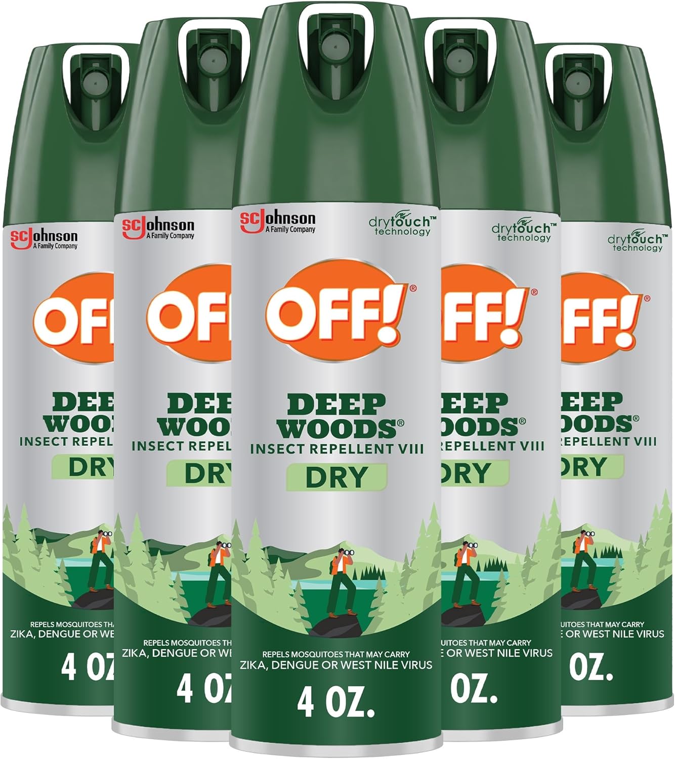 OFF! Deep Woods Dry Bug Spray Insect Repellent VIII Long Lasting Outdoor Protection from Mosquitoes and Ticks 4 Ounce (Pack of 5)