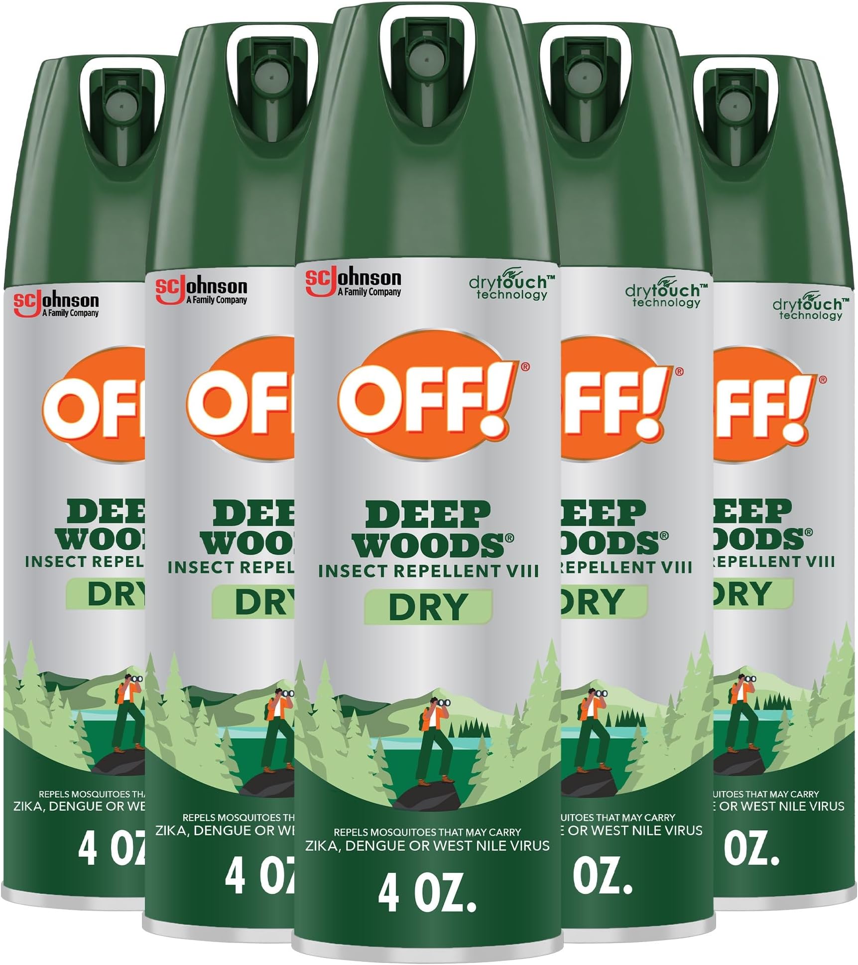 Deep Woods Dry Bug Spray Insect Repellent VIII Long Lasting Outdoor Protection from Mosquitoes and Ticks 4 Ounce (Pack of 5)