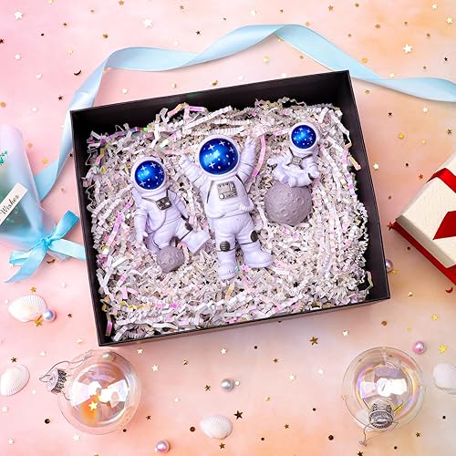 Miniatura 8 de Zwish Relleno de papel triturado de papel de corte arrugado blanco brillante de 5.3 onzas, relleno de papel triturado para cajas de regalo, cesta de