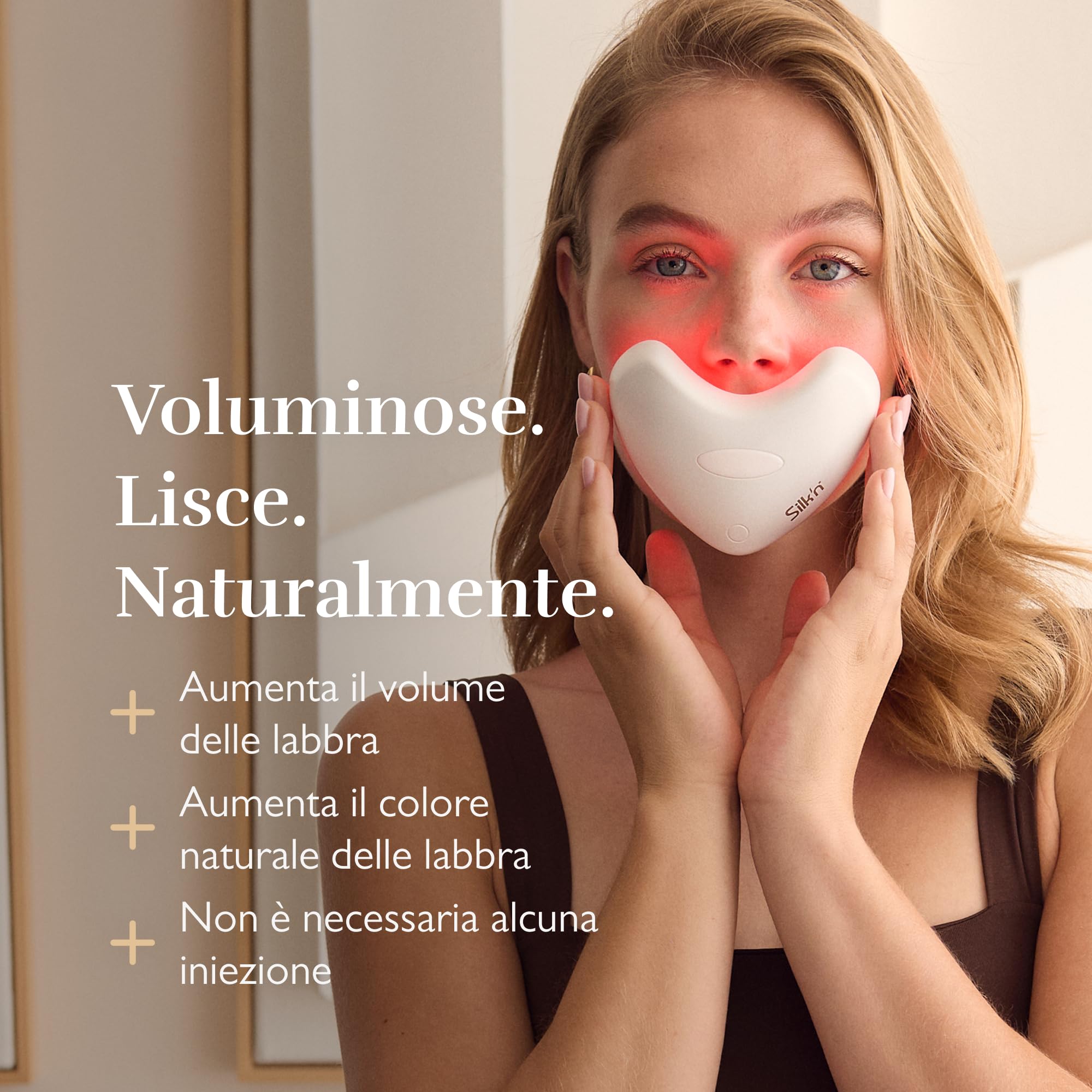 Silk’n Maschere LED per Labbra - Lumilips - Dispositivo per Ringiovanire e Volumizzare le Labbra - Luce Rossa - Ricaricabile e Portatile - Bianco