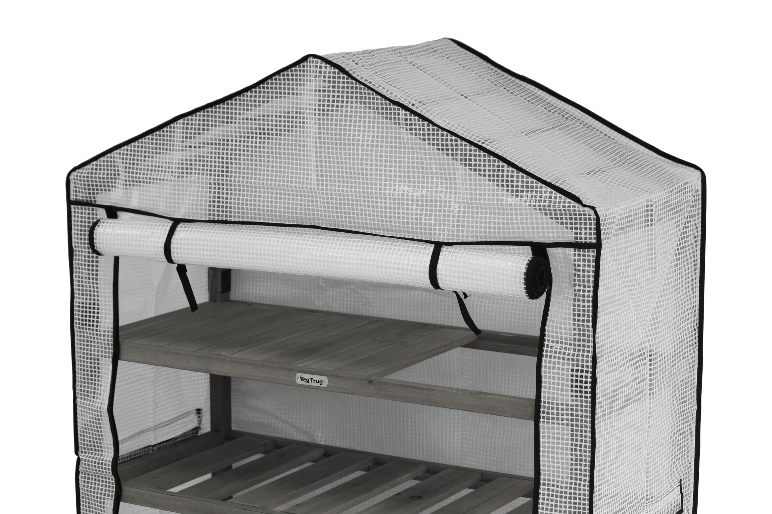 VegTrug Gewächshaus - 4 Ebenen Foliengewächshaus - Grey Wash 111x49x168 cm | Anzuchthaus für Garten, Balkon & Terrasse - Pflanzregal mit PE-Abdeckung & Reißverschluss - Rahmen aus FSC-Holz - modular
