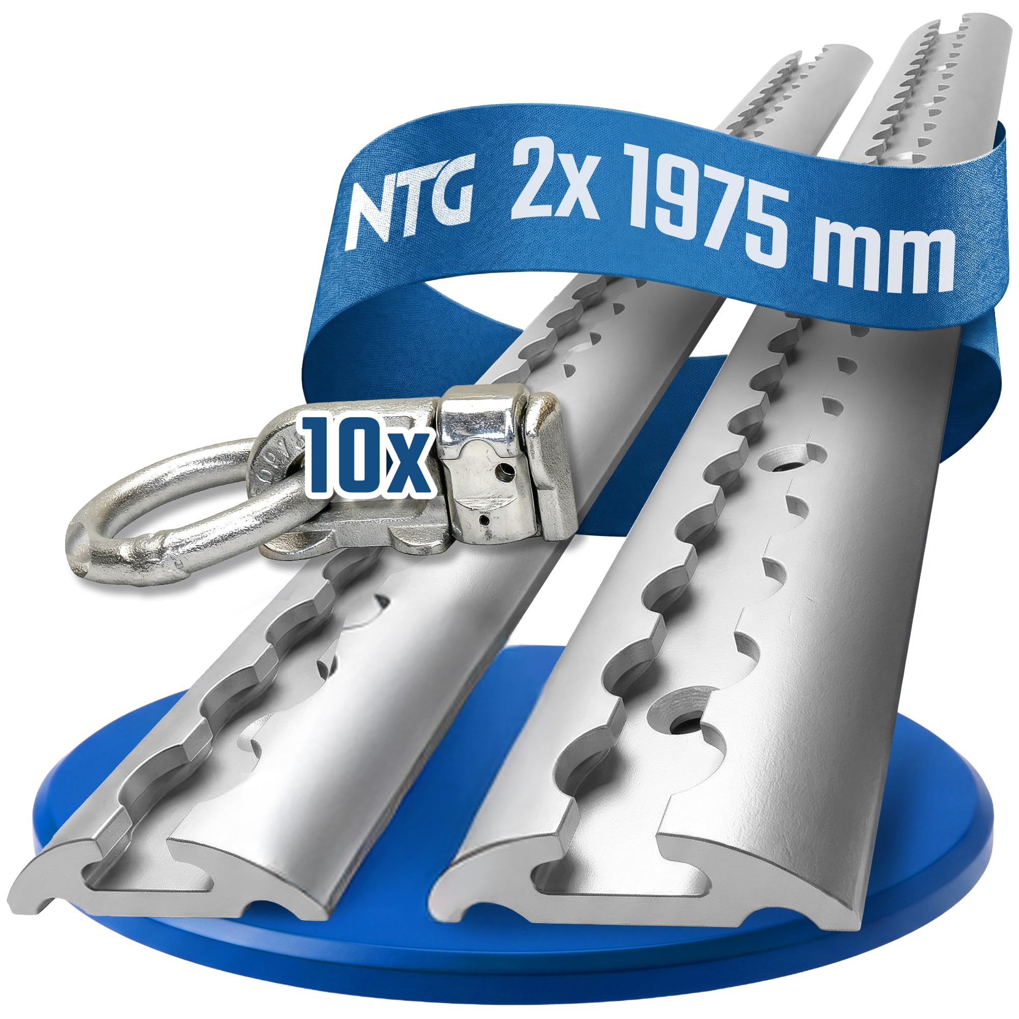 NTG Aluminiowa szyna lotnicza, okrągły, półokrągły, z otworami, 2 m 1975 mm – wybór ekonomiczny- zabezpieczenie ładunku | ciężarówki, przyczepy kempingowe, transporter i przyczepy, szyna mocująca, srebrna, anodowana (LS.B25.SET3.1)