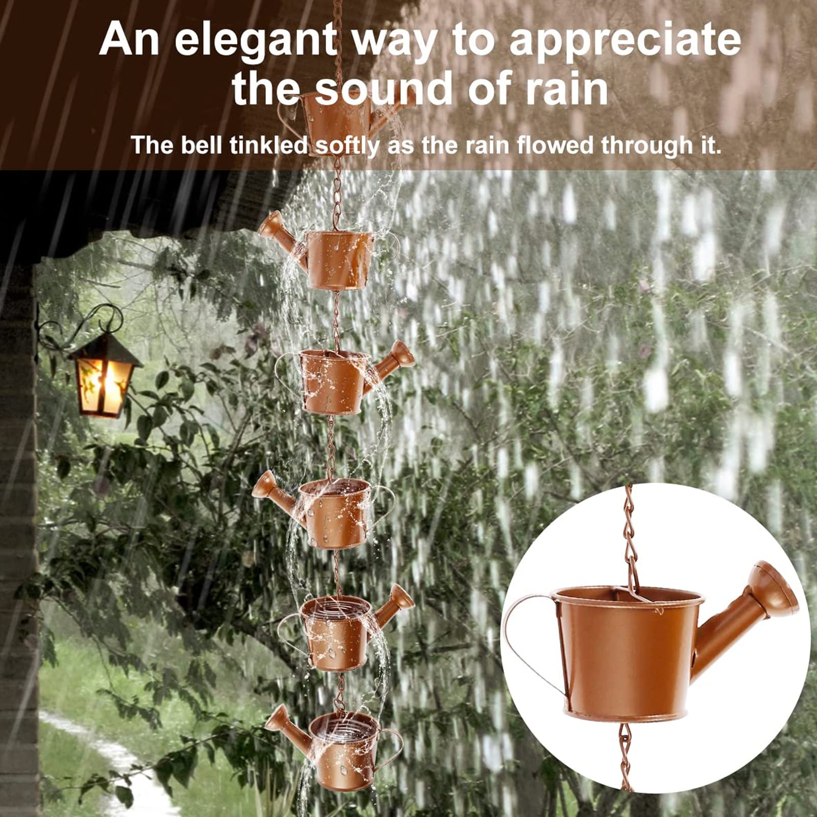 Catena Di Pioggia 90 Cm Metallo Per Canali Tetto Decorazione Giardino