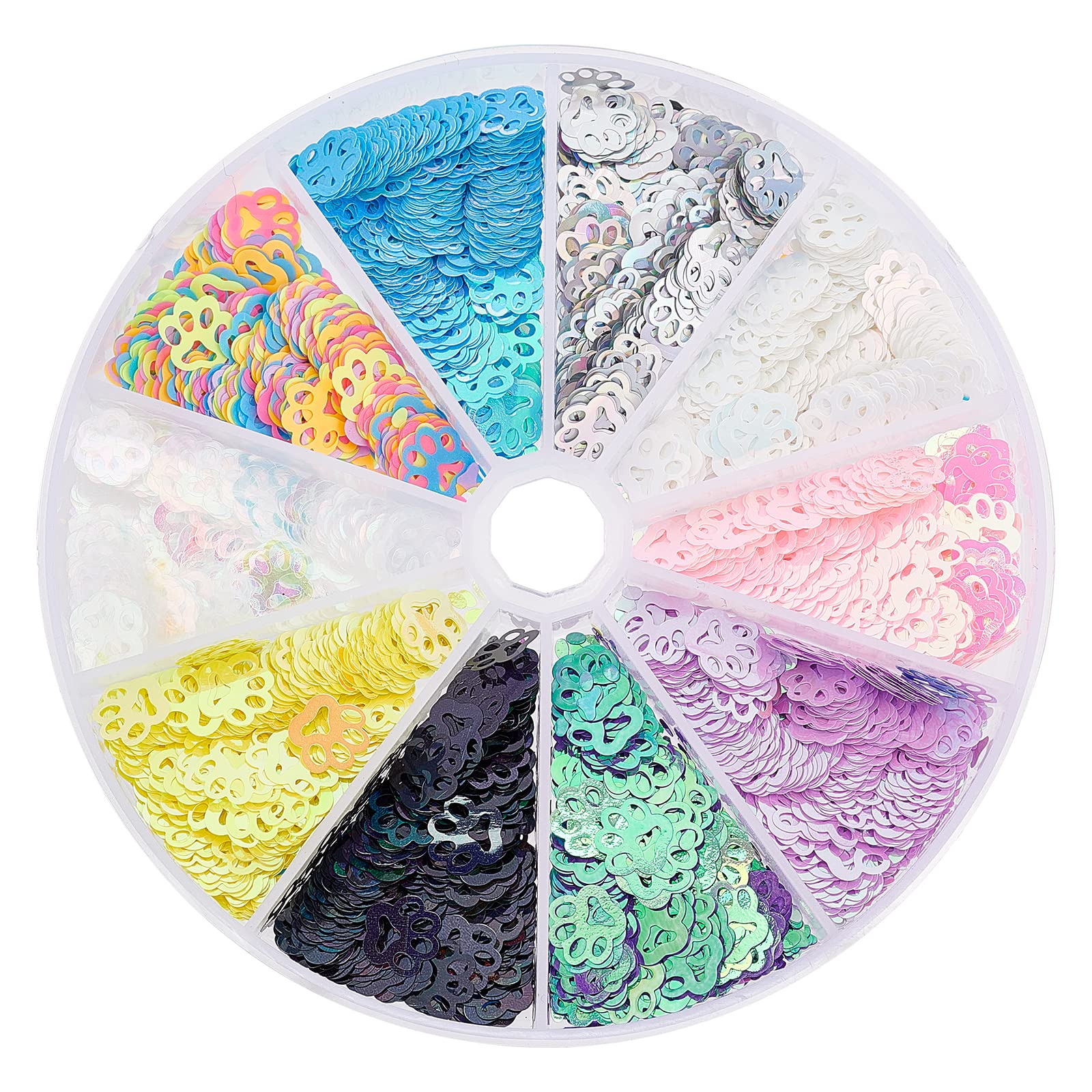 OLYCRAFT 20g Sequins Paw Glitter Sequins Resin Fillers 10mm Cat Paw Sequin Flake Nail Art Decorations for Resin Jewelry Making DIY Crafting - 10 Colors