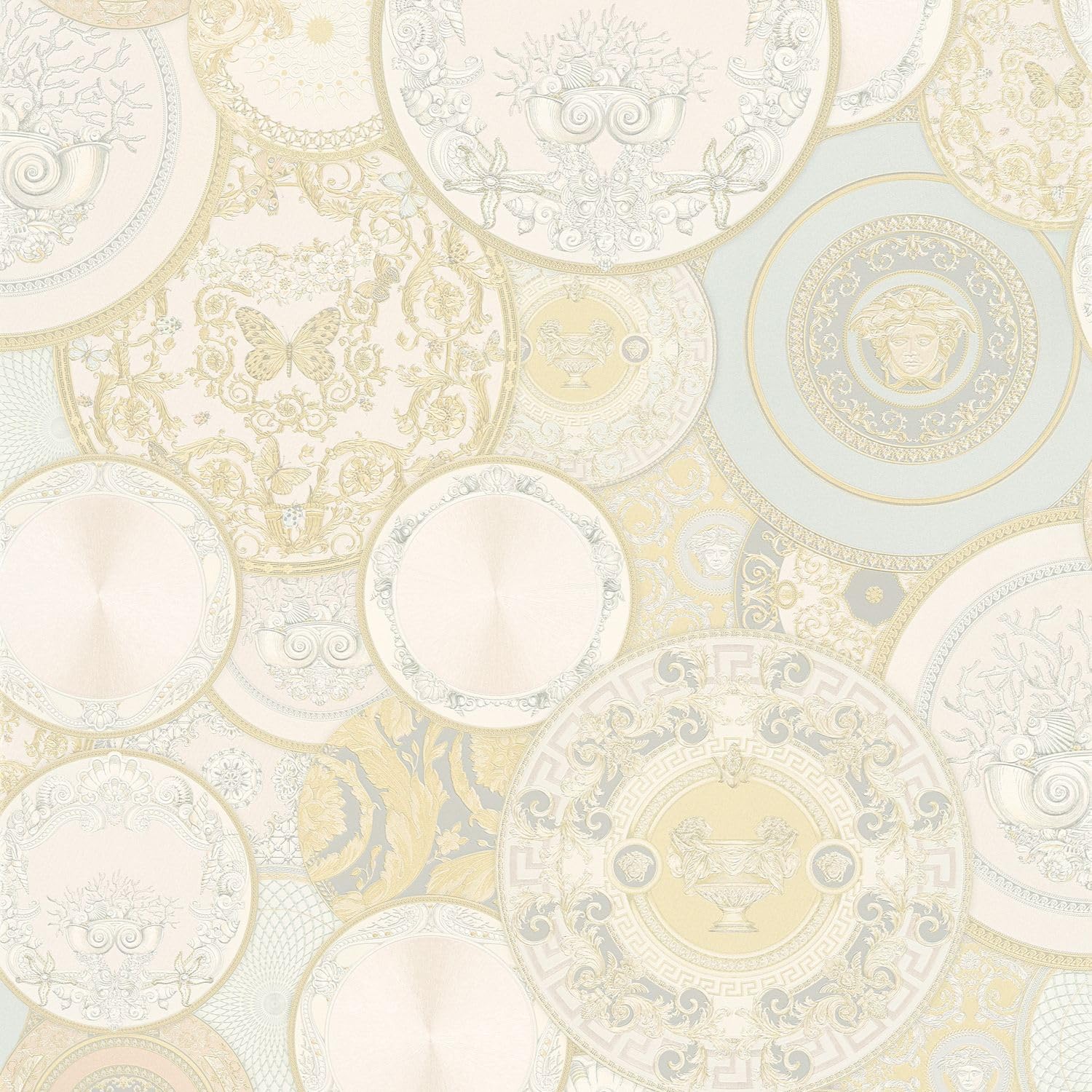 Papier peint intissé graphique 349012-GU or blanc argent