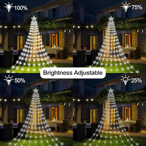 Miniatura 6 de Luces de estrella para decoración de Navidad al aire libre, 11.48 pies, 350 luces LED de árbol de cascada con 8 modos de temporizador, control