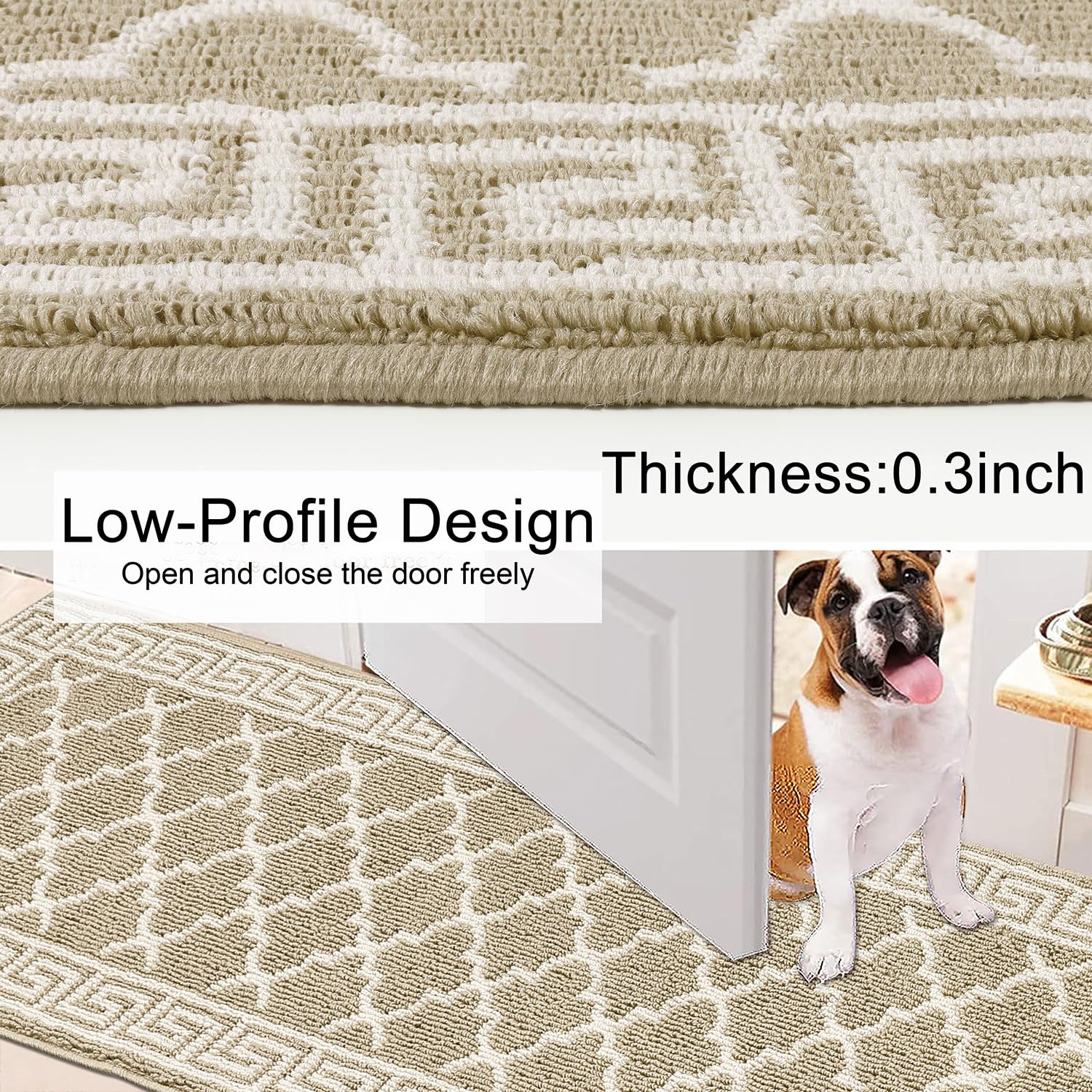 SHACOS Hallway Runner Rug 50 x 150 cm Non Slip Washable Hallway Hall Runners Narrow Rug Door Runner Carpet Runners for Kitchen Entryway Beige - Image 2