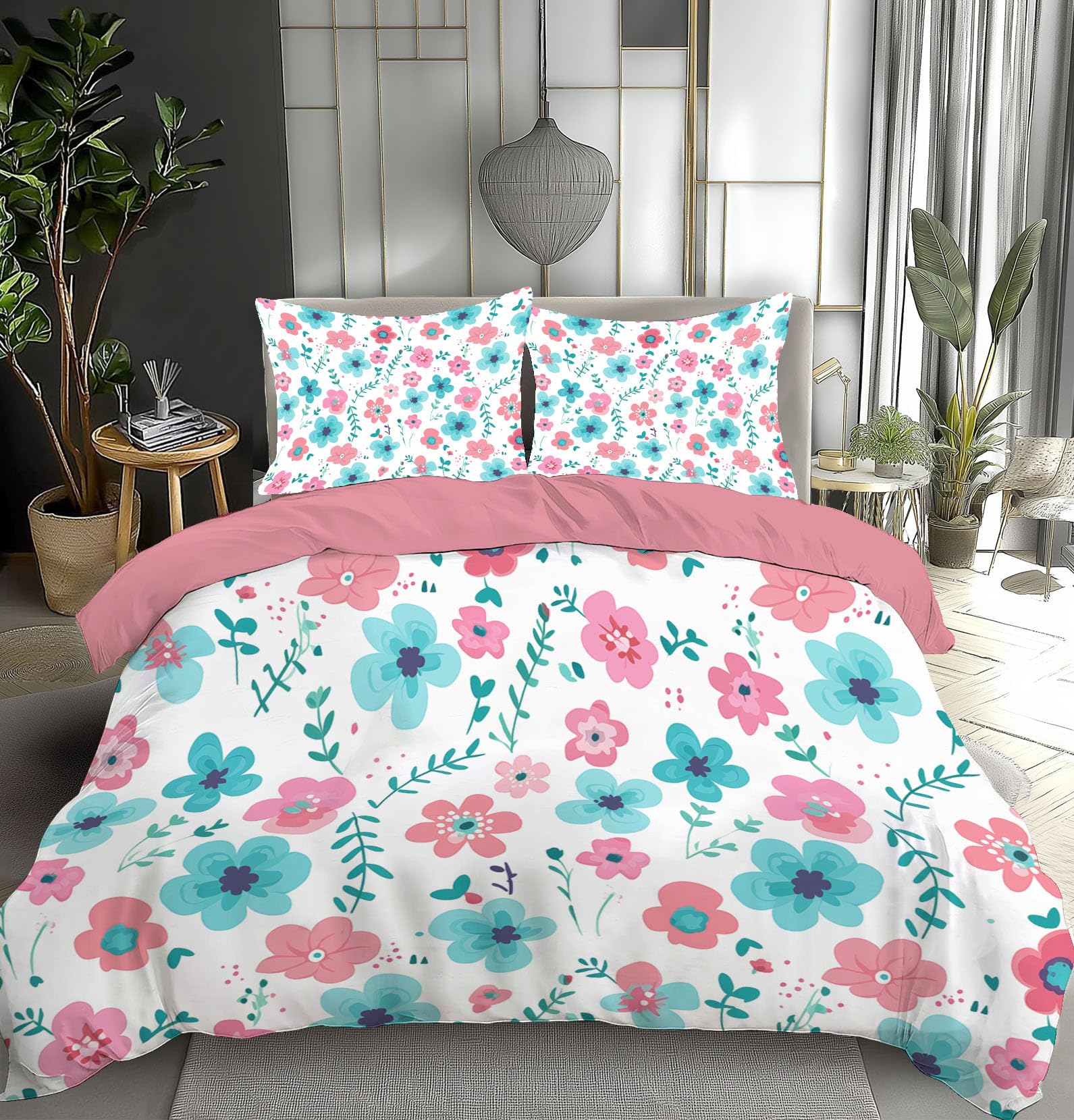 Housse de couette 240x260 anti-glissement avec fermeture éclair et taies d'oreiller