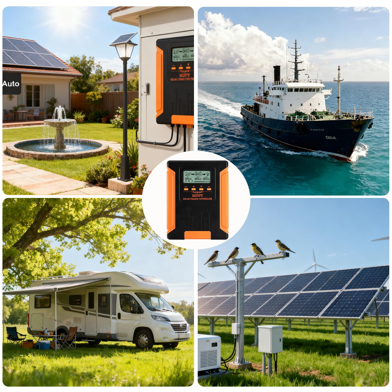 MPPT Laderegler Solar 12V 24V 36V 48V Auto, 50A Solarladeregler mit LCD Display, Smart Solarregler, Solar Charge Controller für Sealed Gel Flooded Lithium Batterien Lifepo4 usw