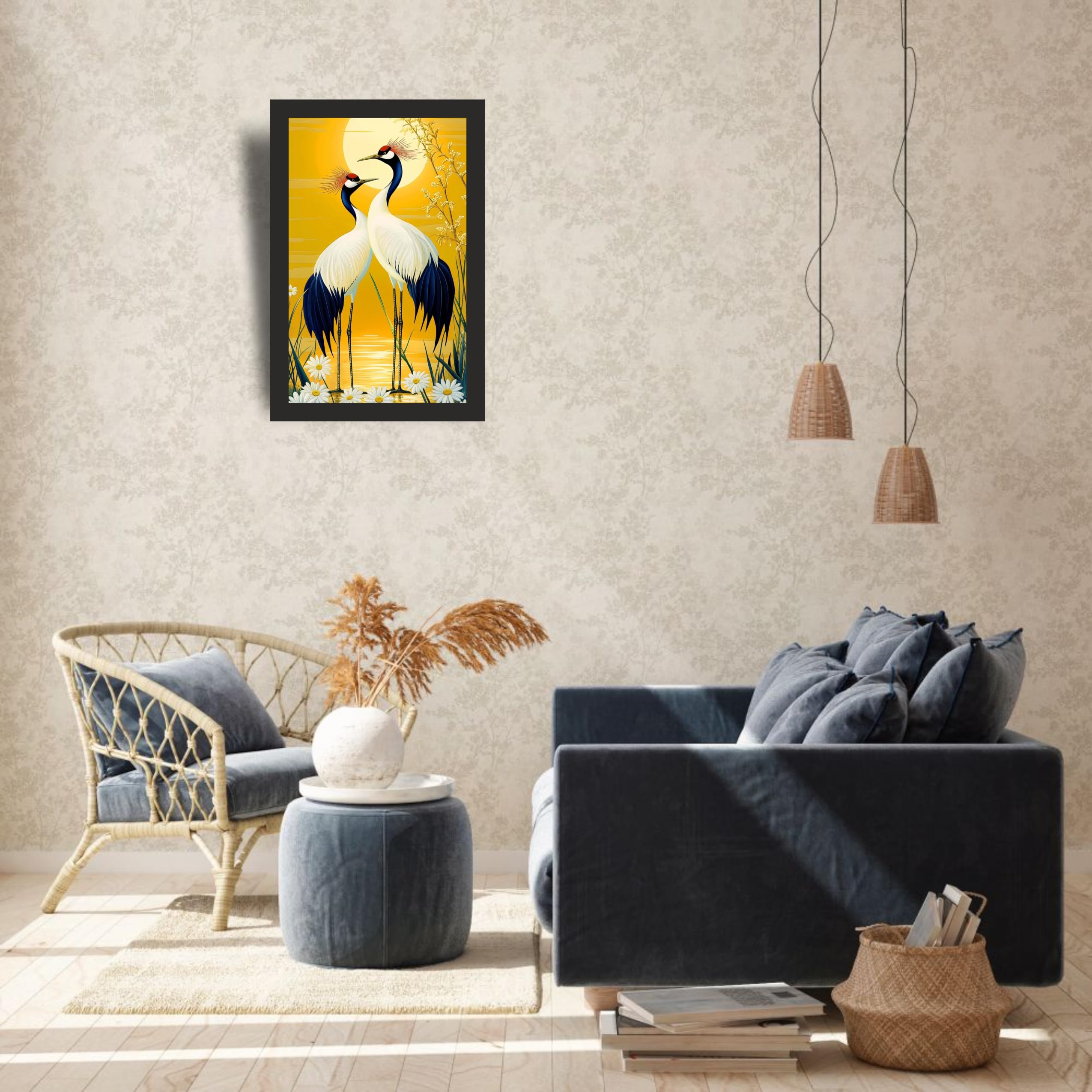 Crane Bird Wall Art Frame 12x18 Inch