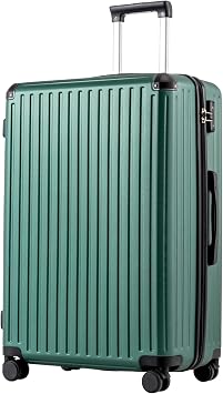 COOLIFE 28 Inch Large Suitcase   Hardshell Trolley Lightweight ABS+PC | Luggage with 360  Silent Wheels & TSA Lock, Telescopic Handle for Business Trip,Long Haul Travel & Family Holidays Dark Green