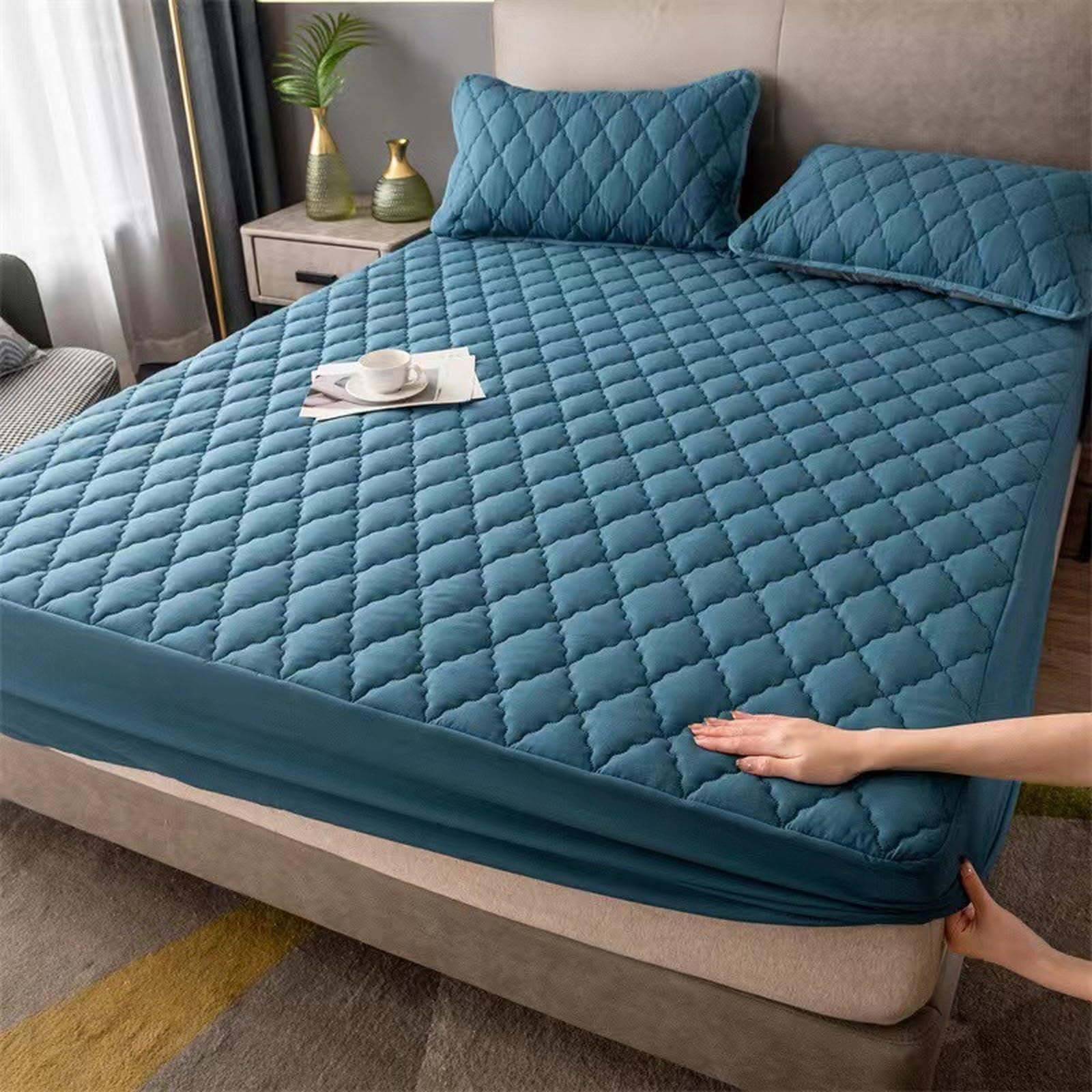 Sábana bajera impermeable de 90 x 190 cm + 30 cm de profundidad, funda de colchón de algodón de felpa suave, con bolsillo extraprofundo, acogedora y para colchones de 30 cm de alto, perfecta para
