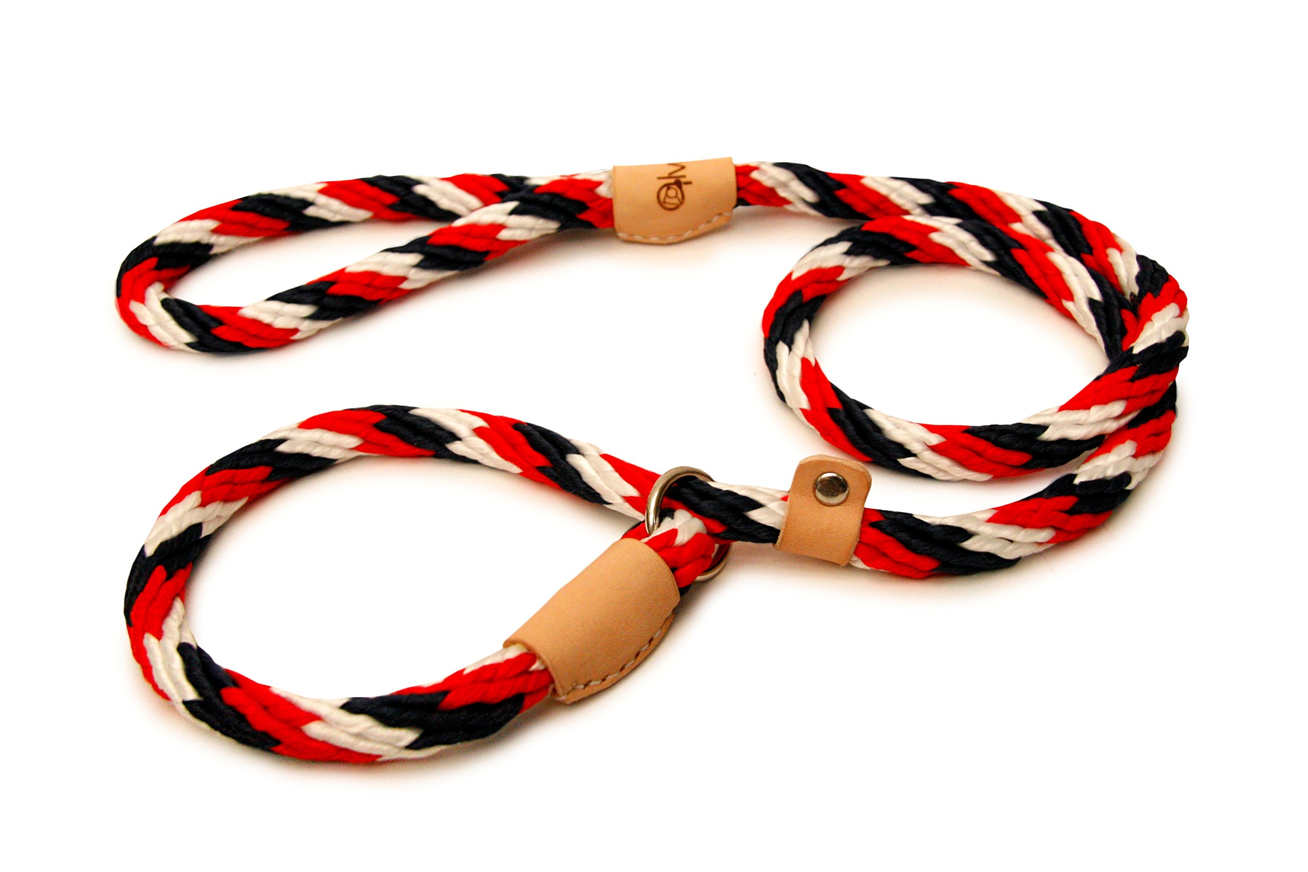 Laisse lasso Alvalley 13mm x 123cm rouge blanc bleu, corde de chasse 1/2in x 4ft résistante