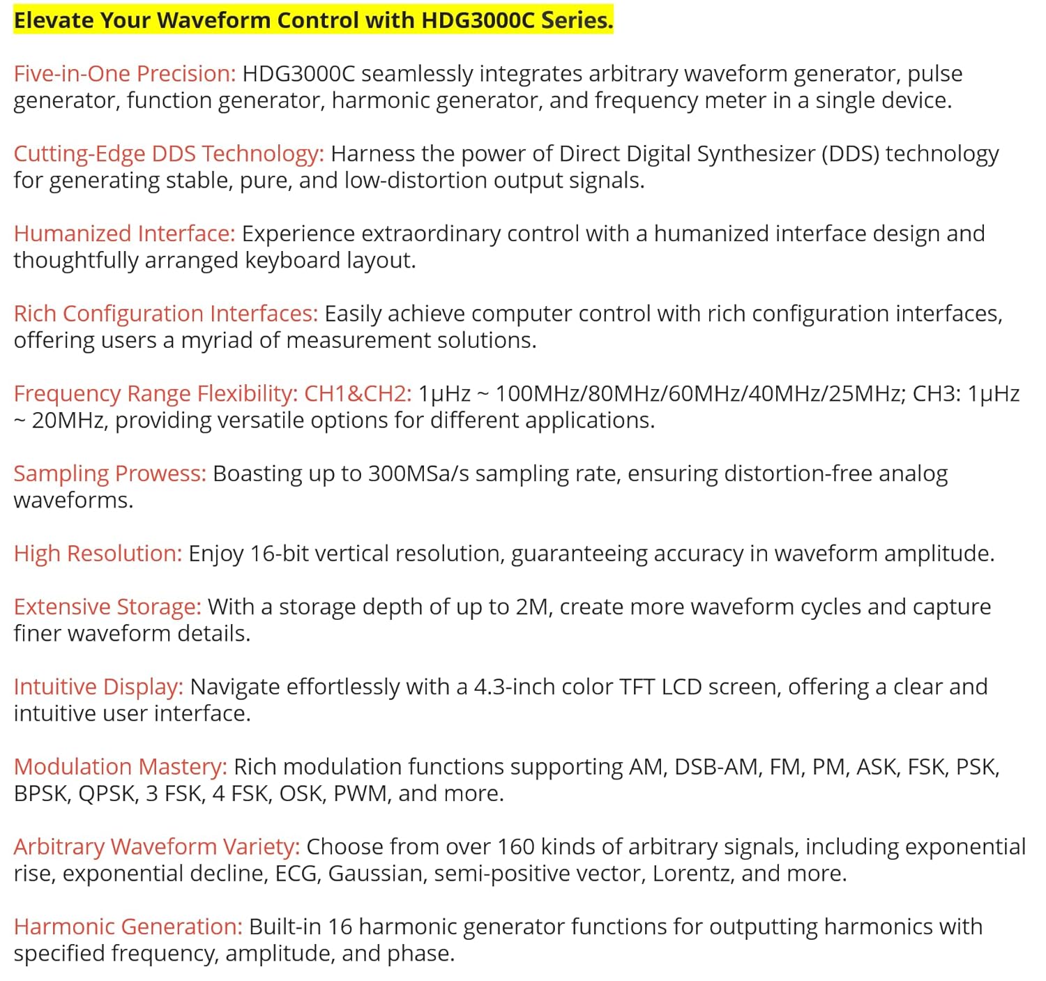 Hantek Function Generator HDG3023C HDG3043C HDG3063C HDG3083C HDG3103C DDS Technology. 5-in-1 Generator Arbitrary Waveform, Pulse Function Harmonic Frequency Meter(HDG3023C)