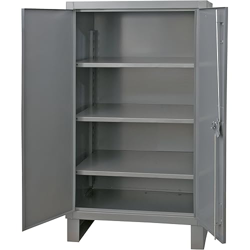 Durham 14 Gauge Welded Steel Heavy Duty Recessed Door Style Lockable Storage Cabinet, 3701-3S-95, 5700 lbs Capacity, 24" Length x 36" Width x 60" Height, 3 Adjustable Shelves