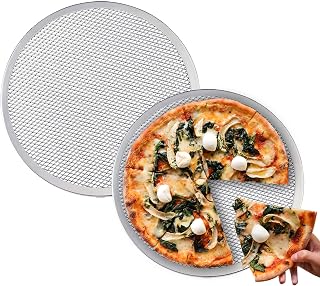 2 Pack 12 Inch Pizza Screen Non-Stick Bakeware Baking Screen, Aluminum Pizza Pan with Holes Pizza Mesh, Seamless