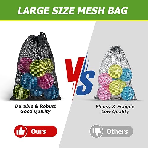 Miniatura 6 de ActiveGear Bolas de pickleball, paquete de 9 bolas de pickleball de 40 agujeros para exteriores en bolsa de malla de 3 colores, estándar USAPA, alta