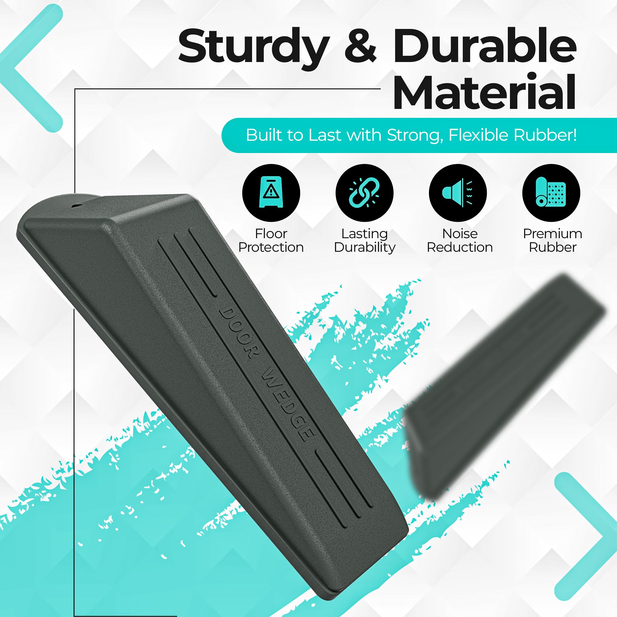 Trimming Shop 6.3 Inch Grey Rubber Door Stopper, Pack of 3, Heavy Duty Non-Slip Door Wedge for Fire Exit Classroom, Office - Image 3