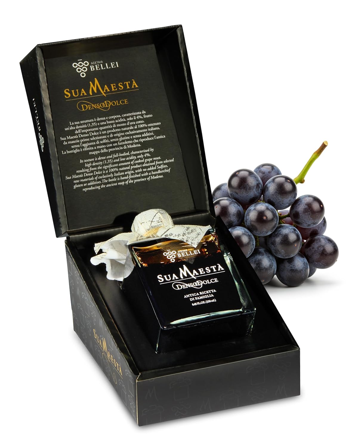 Acetaia Bellei Italian Balsamic Condiment – Gourmet Italian Vinegar Gift Box, Sweet Italian Dressing, Light Acidity, Balsamic of Modena, Thick & Rich Flavor, Made in Italy, Denso Dolce – 250ml